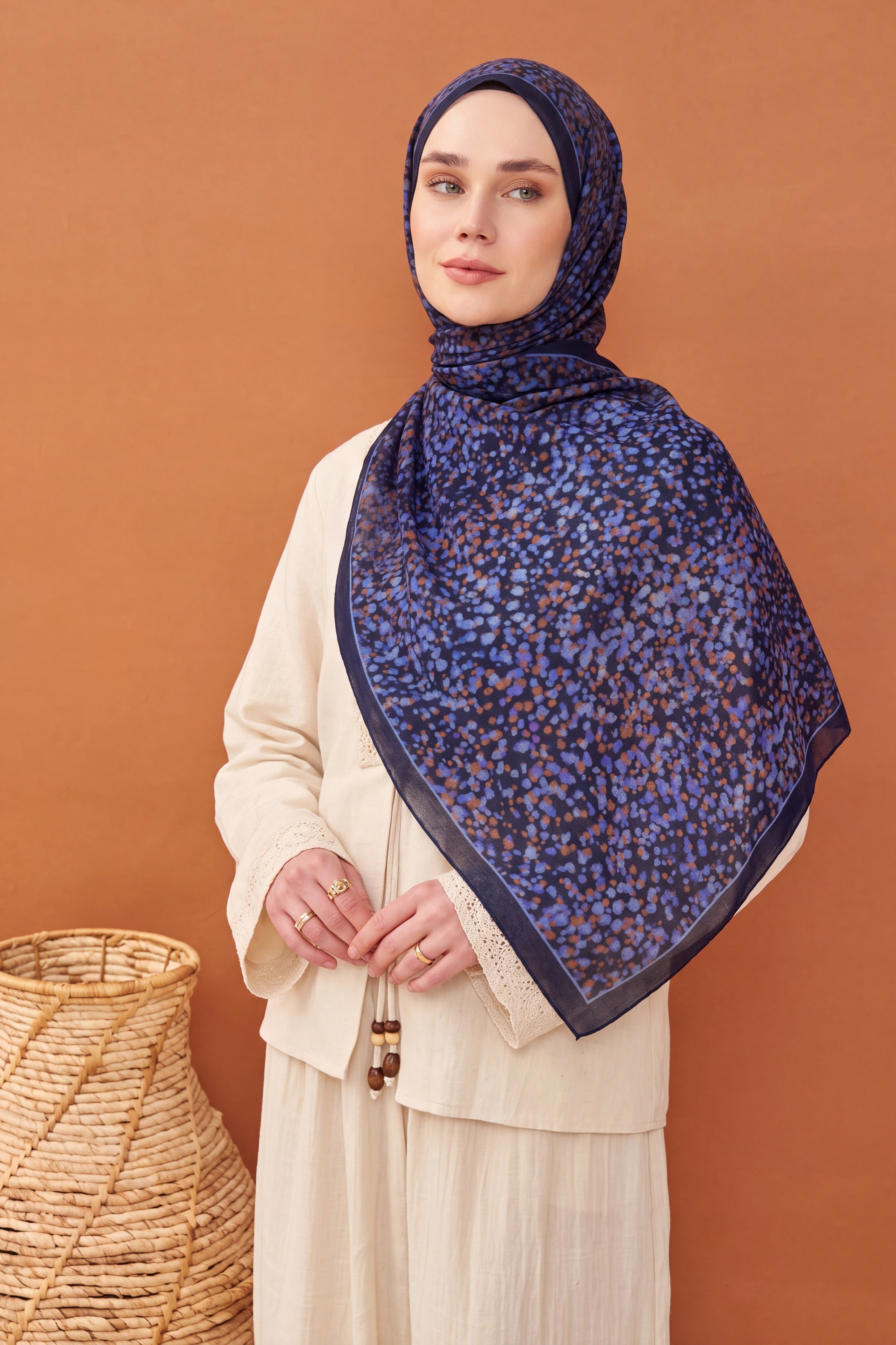 Riva Şal Tencel Secret Garden Koyu Mor
