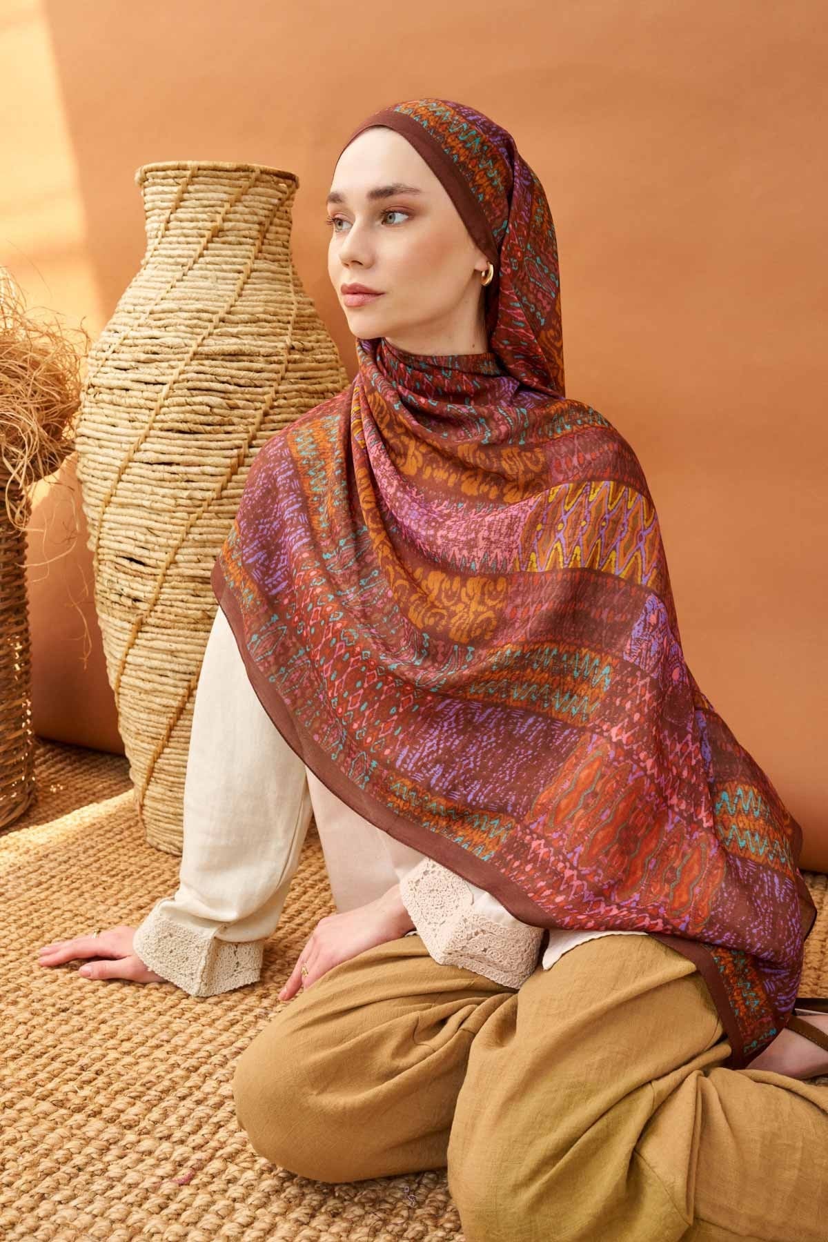 Riva Şal Tencel Terra Kahverengi