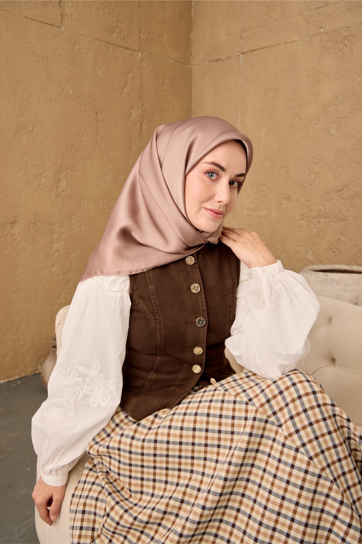 Silk Home Sura İpek Eşarp 11416-S10 Sütlü Kahve