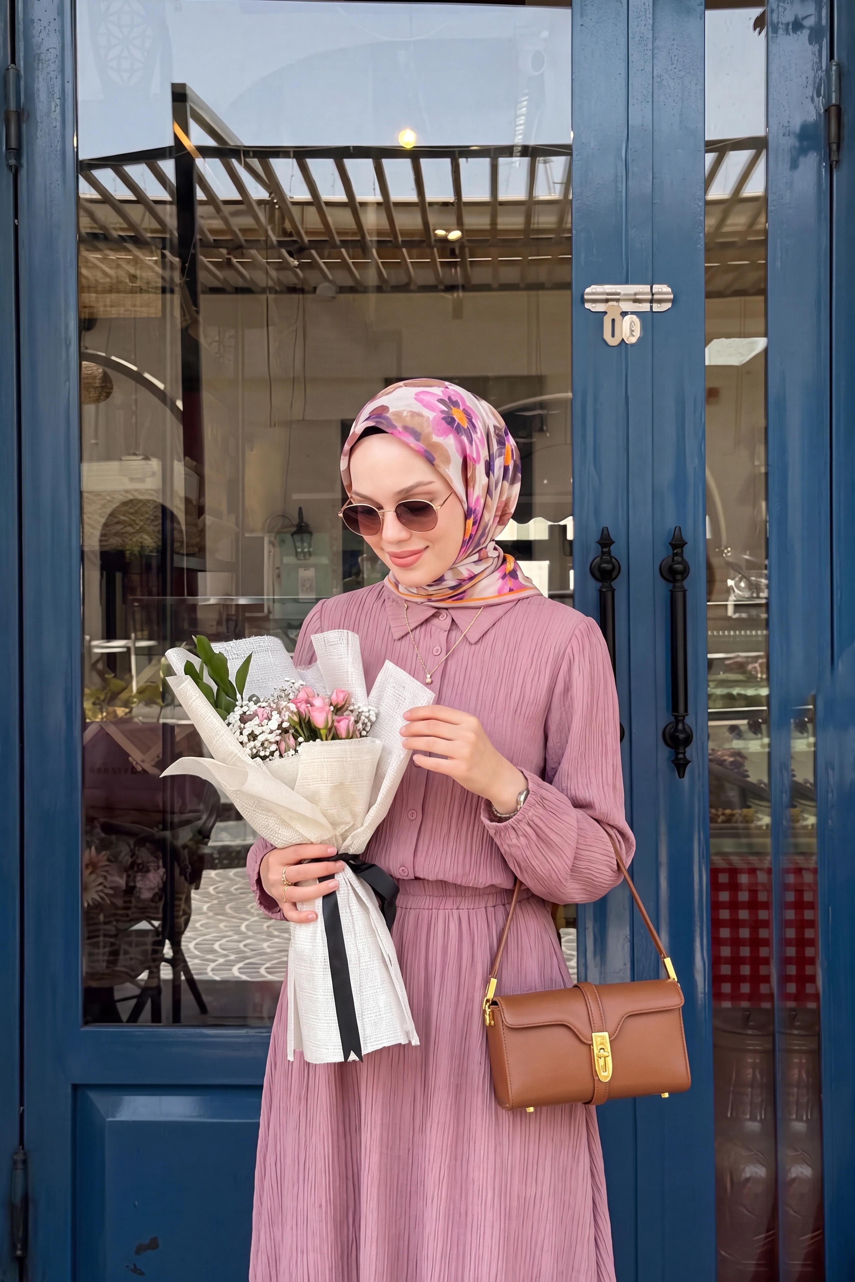 Soft Eşarp Fleur Sütlü Kahve