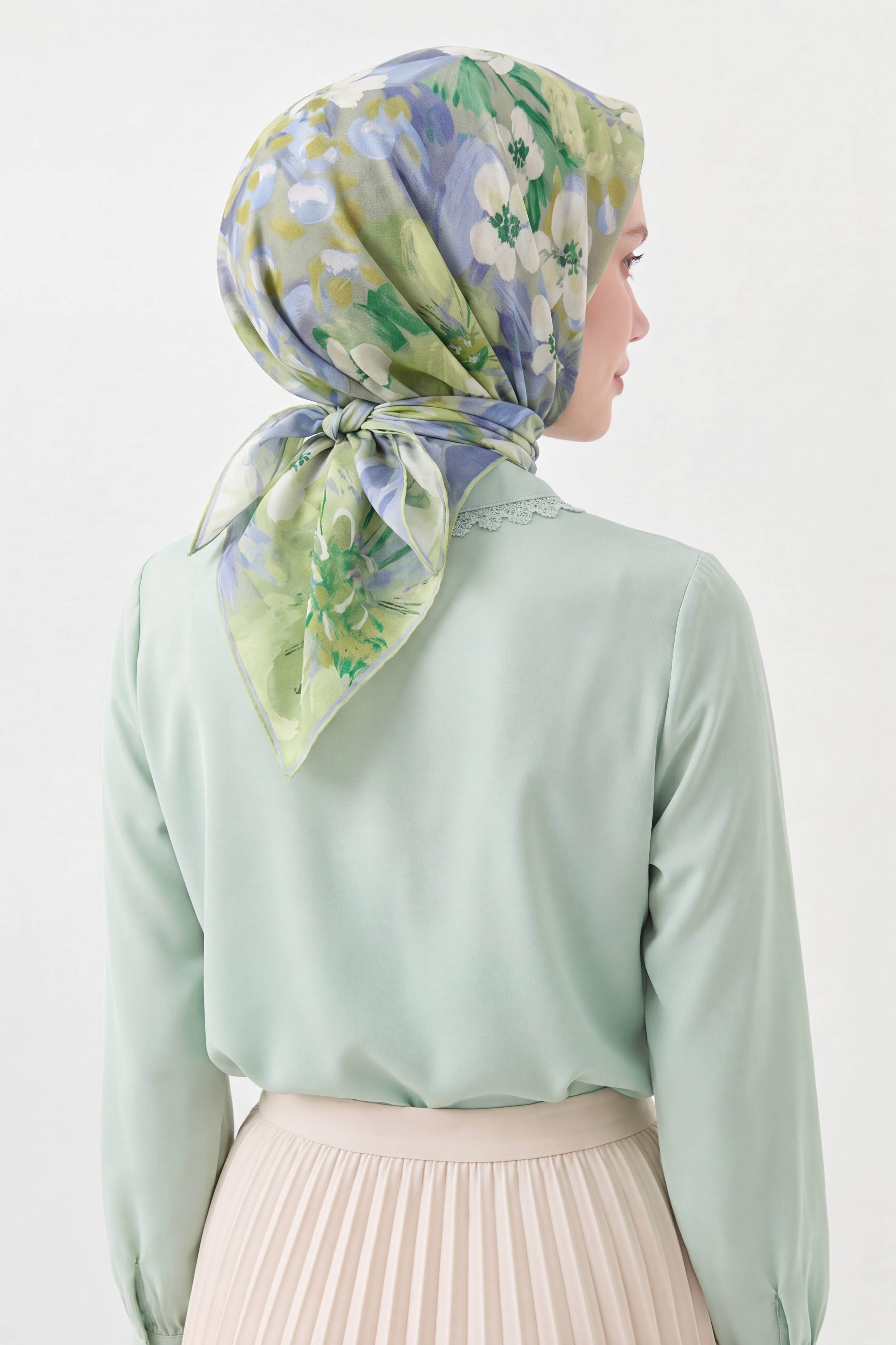 Soft Eşarp Flower Fıstık Yeşili