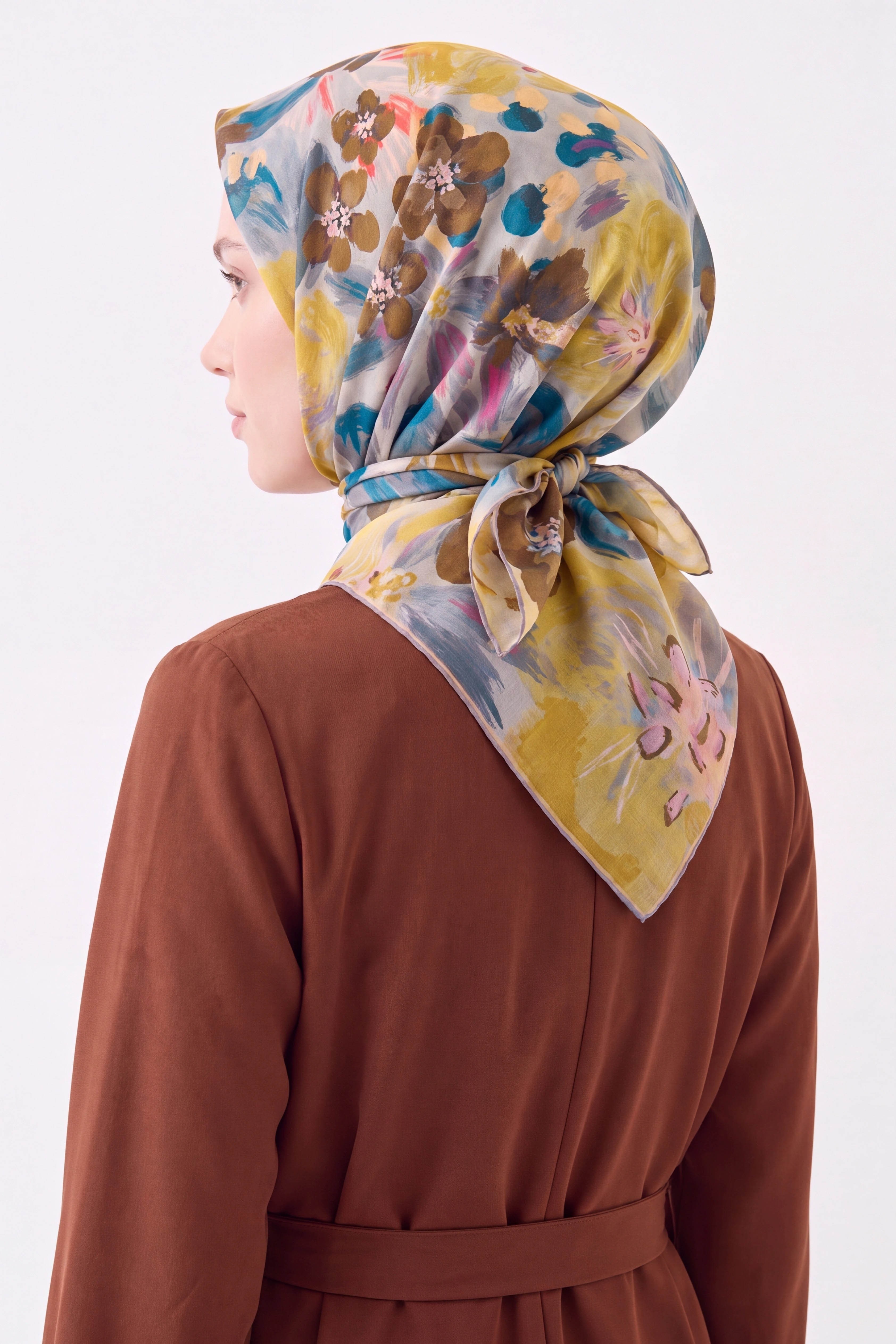 Soft Eşarp Flower Hardal