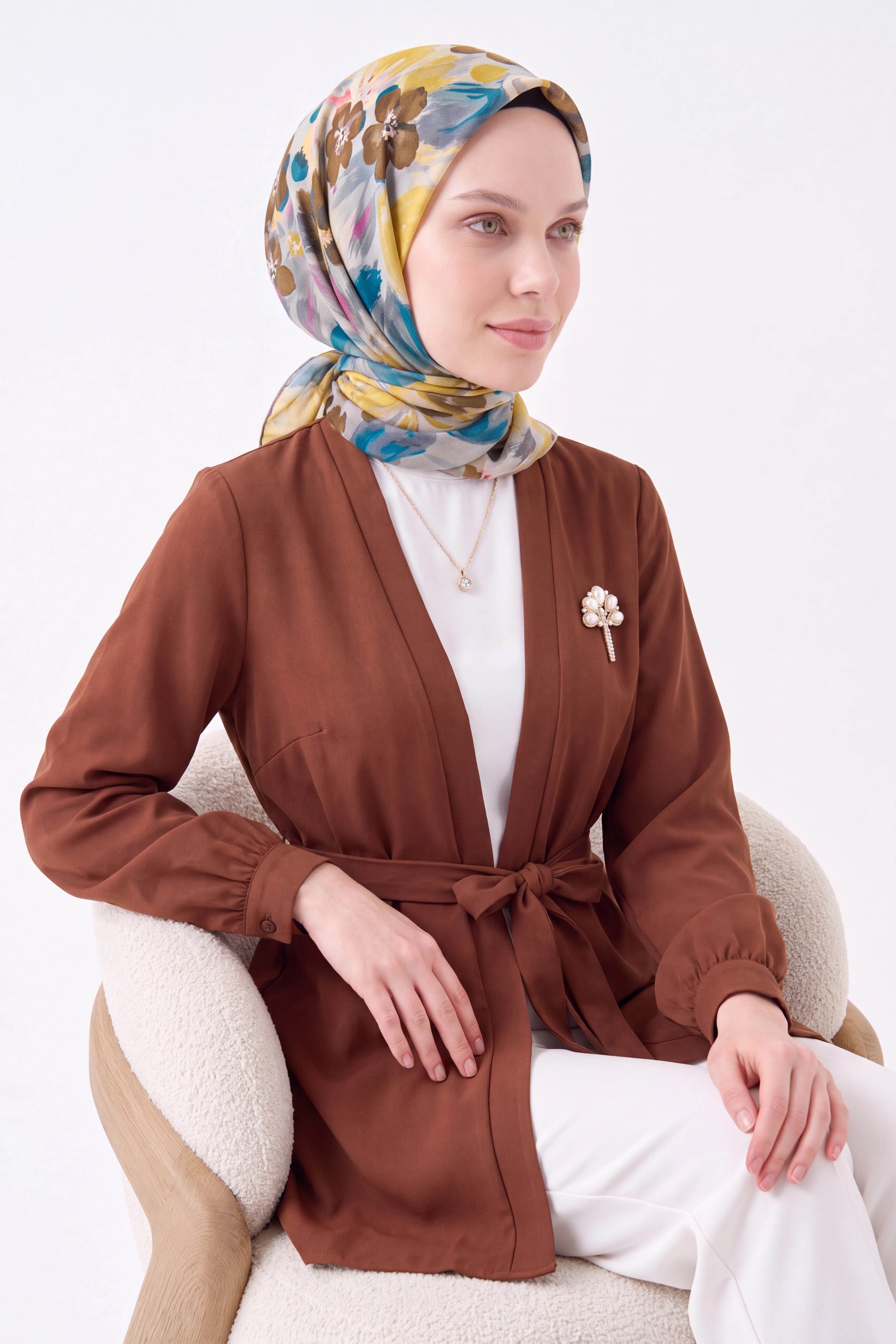 Soft Eşarp Flower Hardal