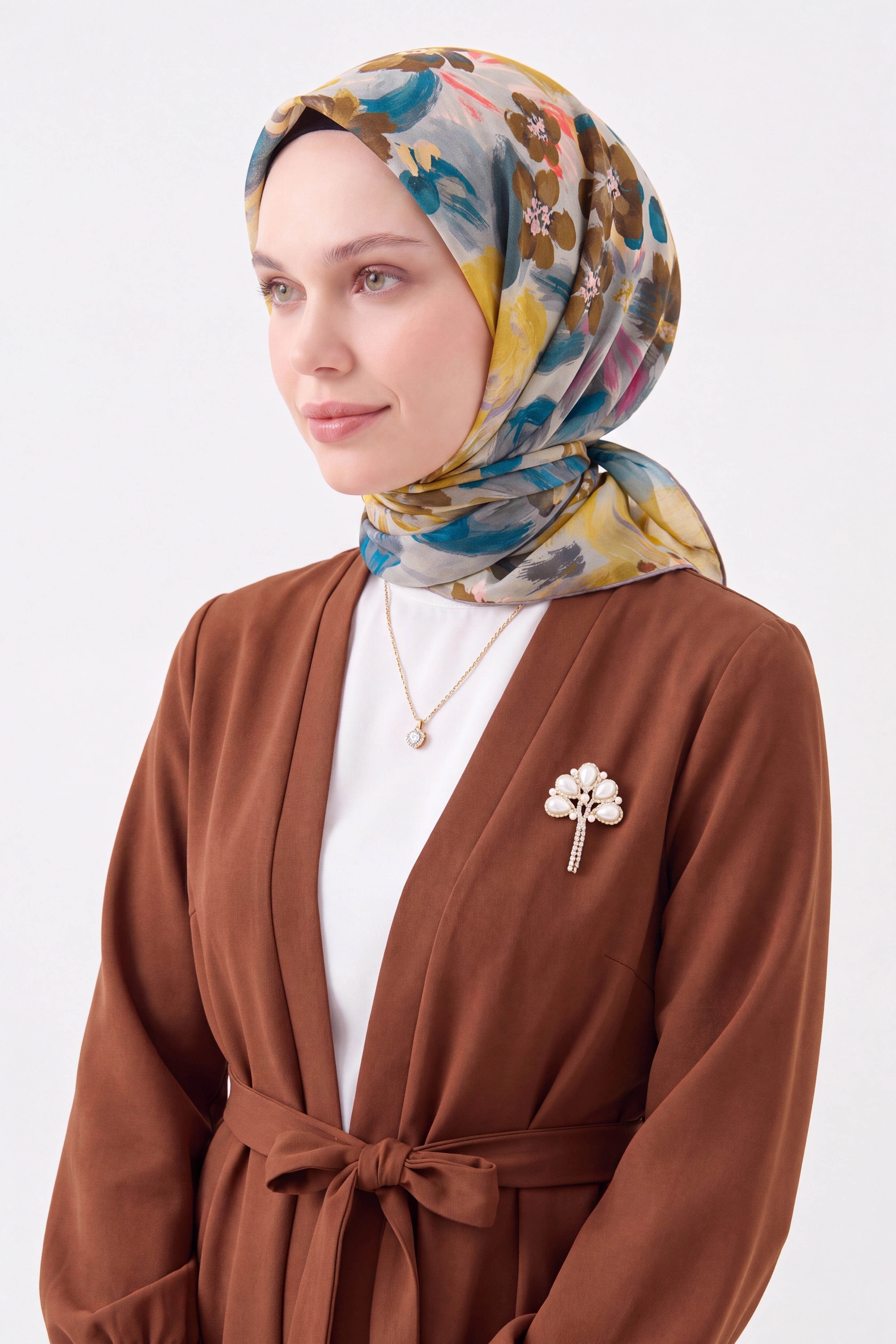 Soft Eşarp Flower Hardal