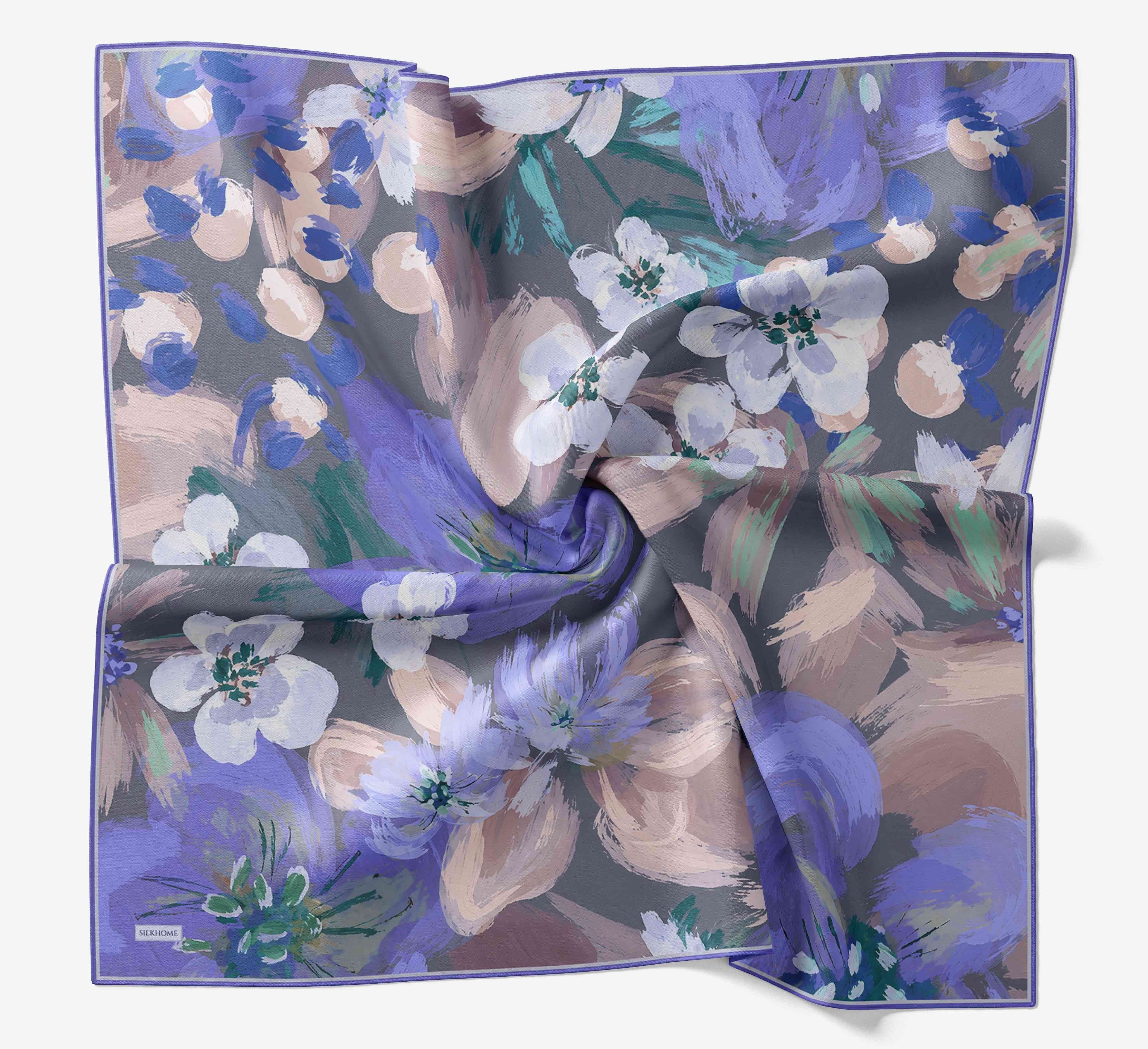 Soft Eşarp Flower Mavi