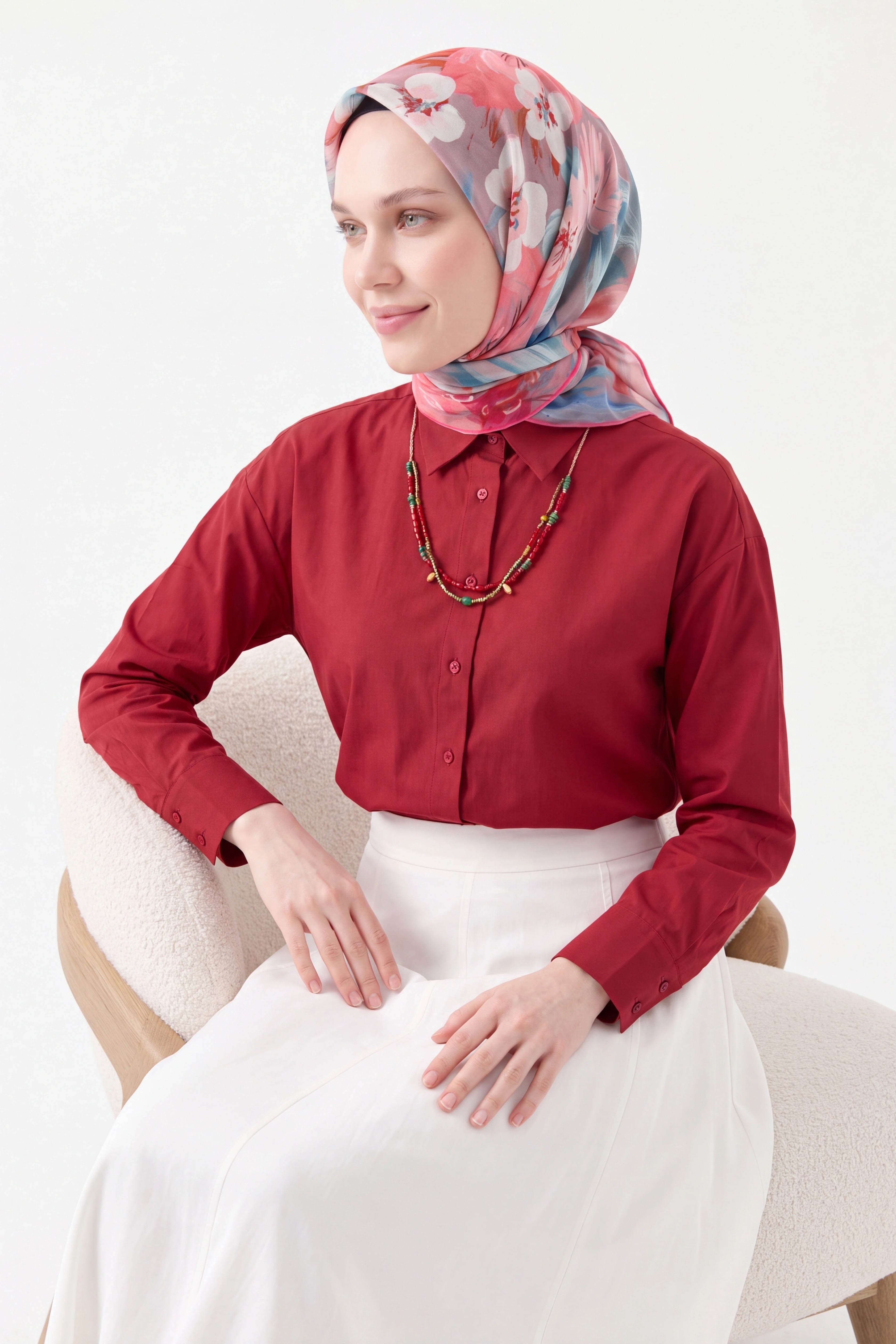 Soft Eşarp Flower Pembe