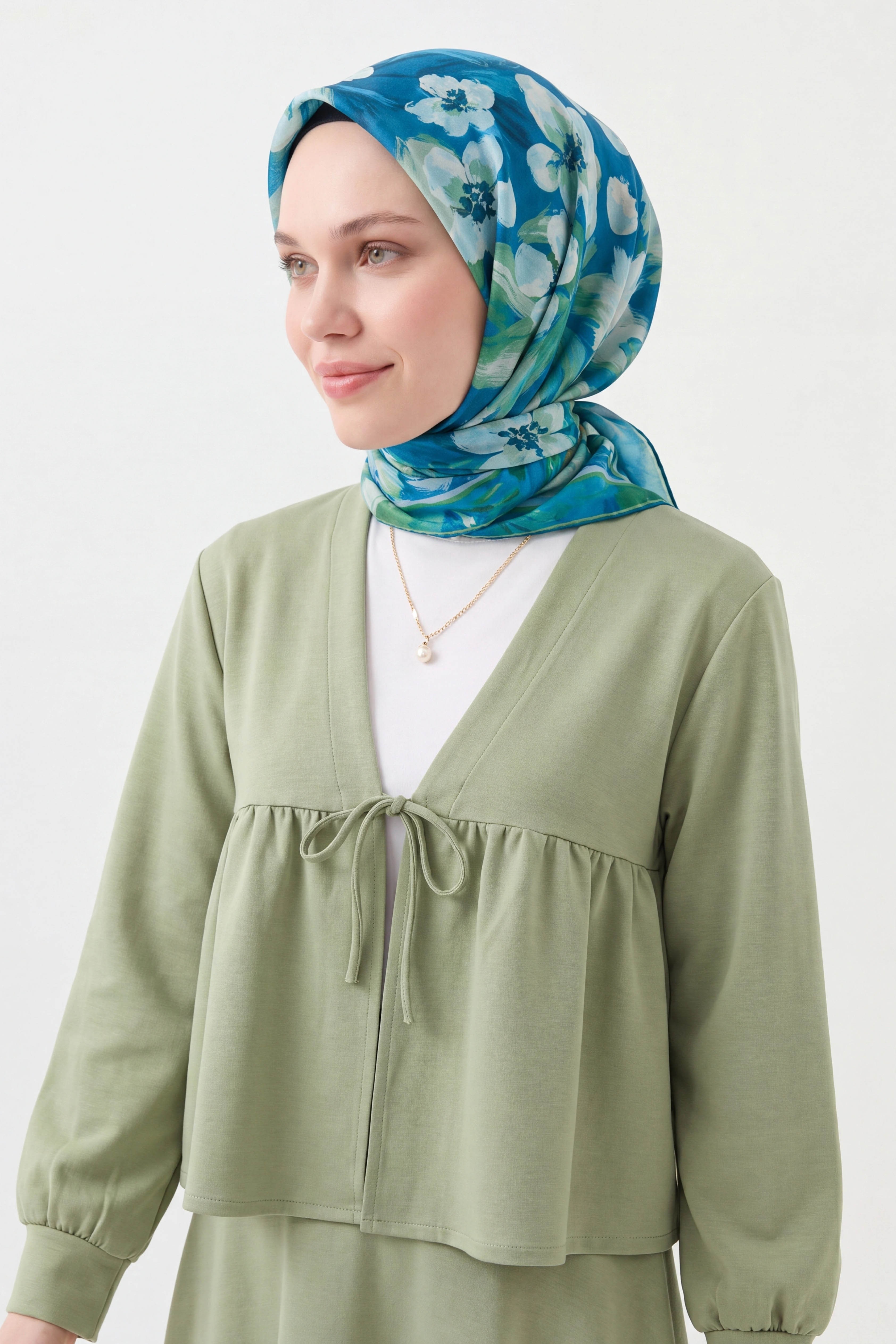 Soft Eşarp Flower Petrol Mavisi