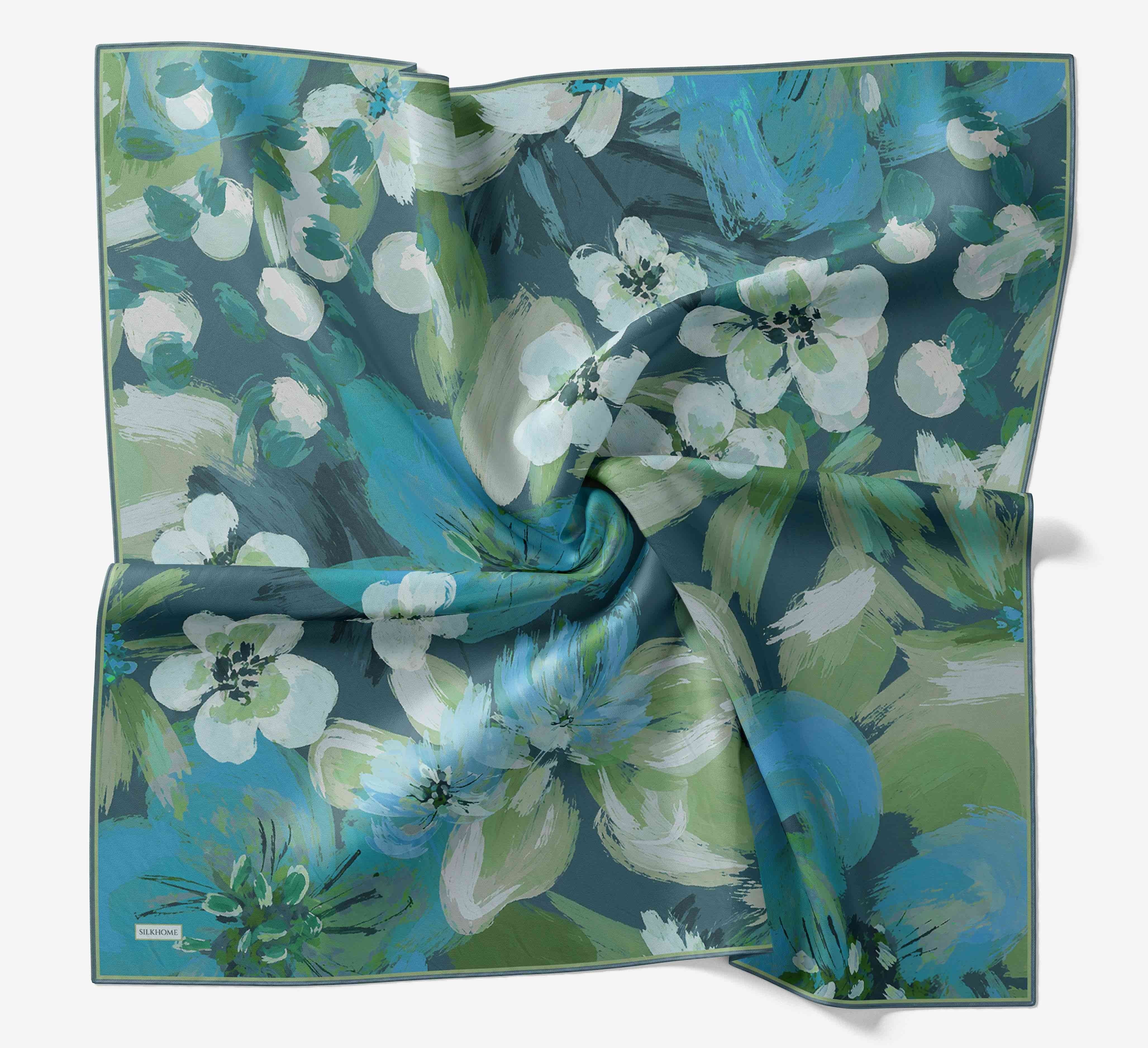 Soft Eşarp Flower Petrol Mavisi