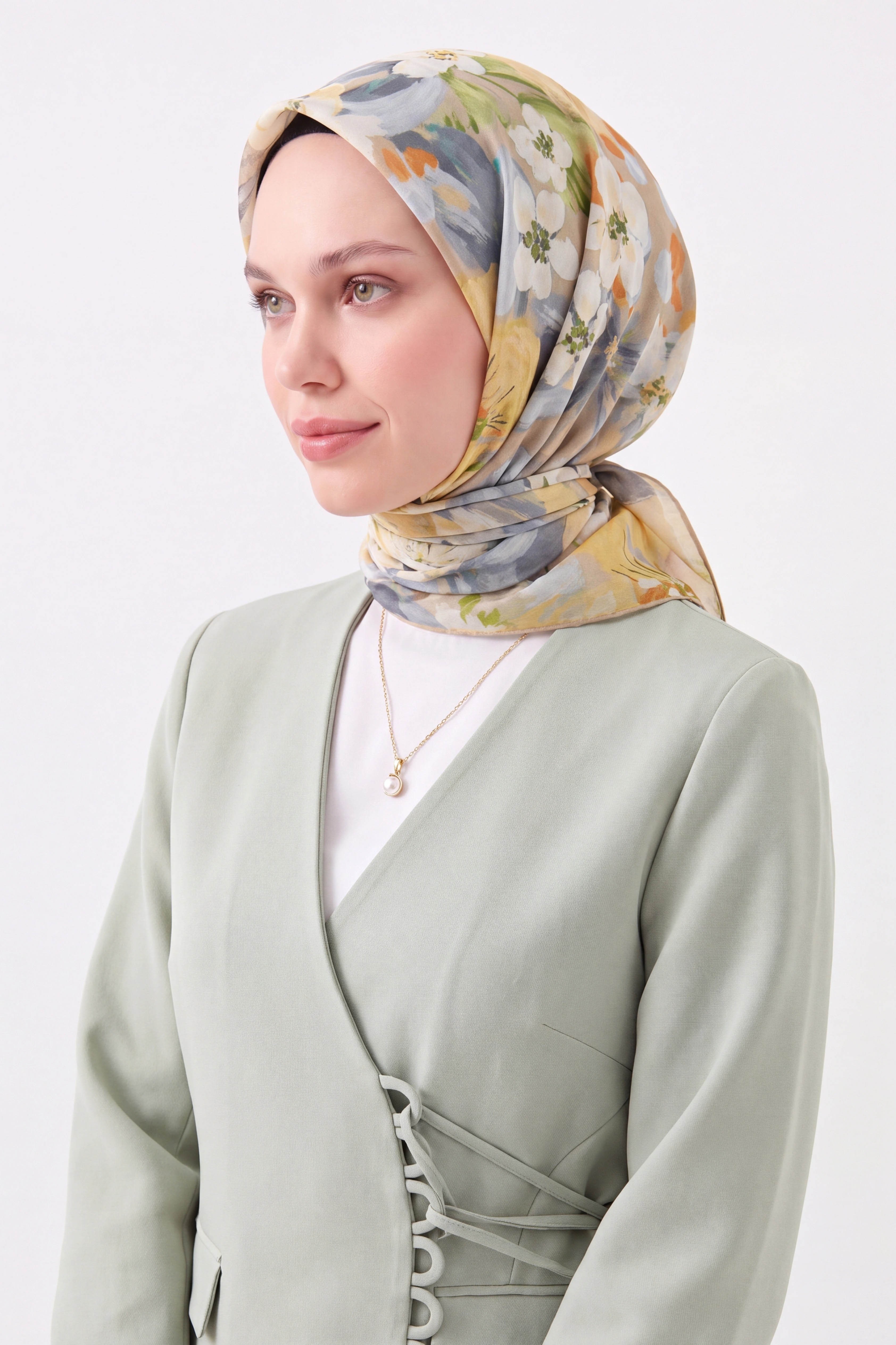 Soft Eşarp Flower Pudra