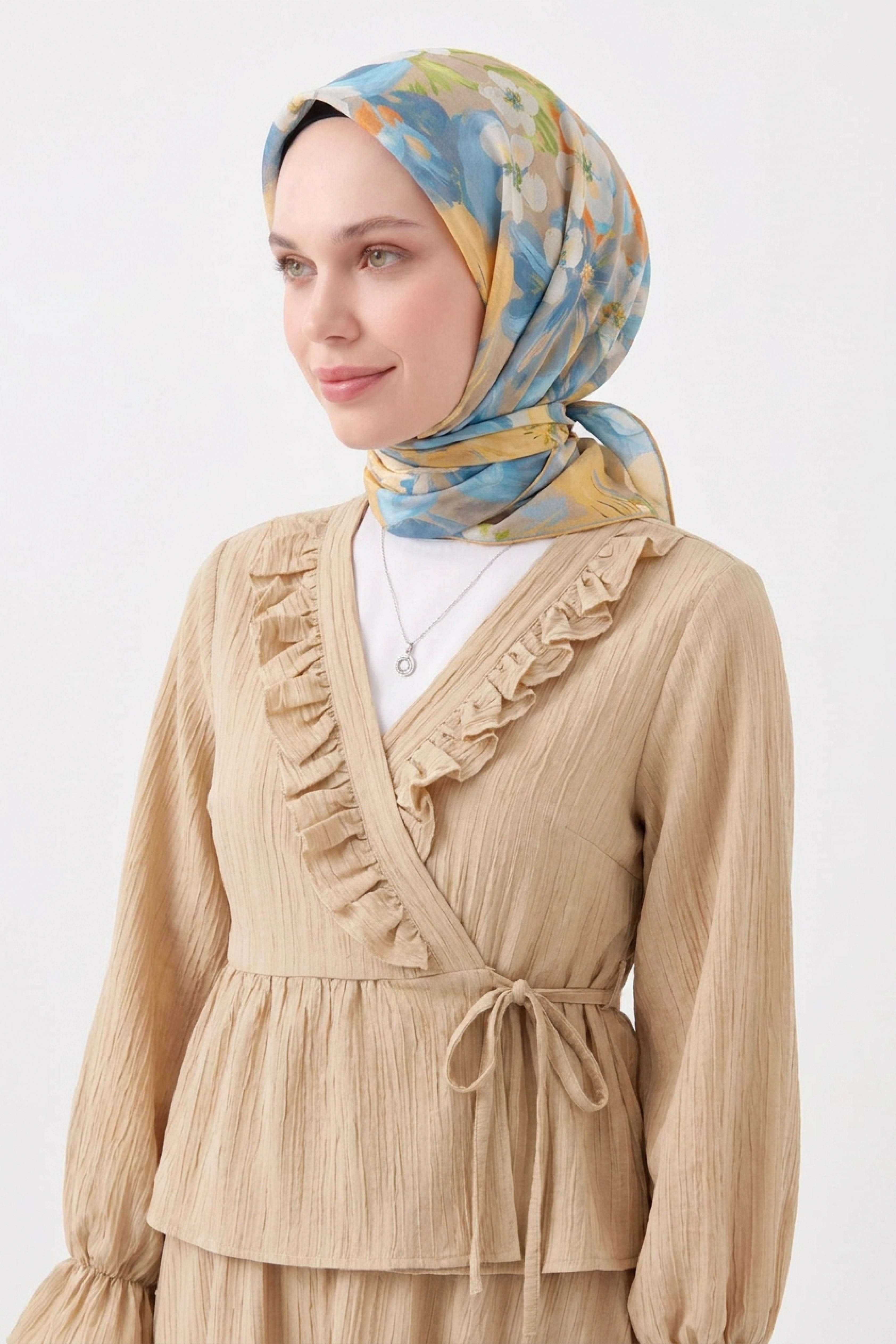 Soft Eşarp Flower Sarı
