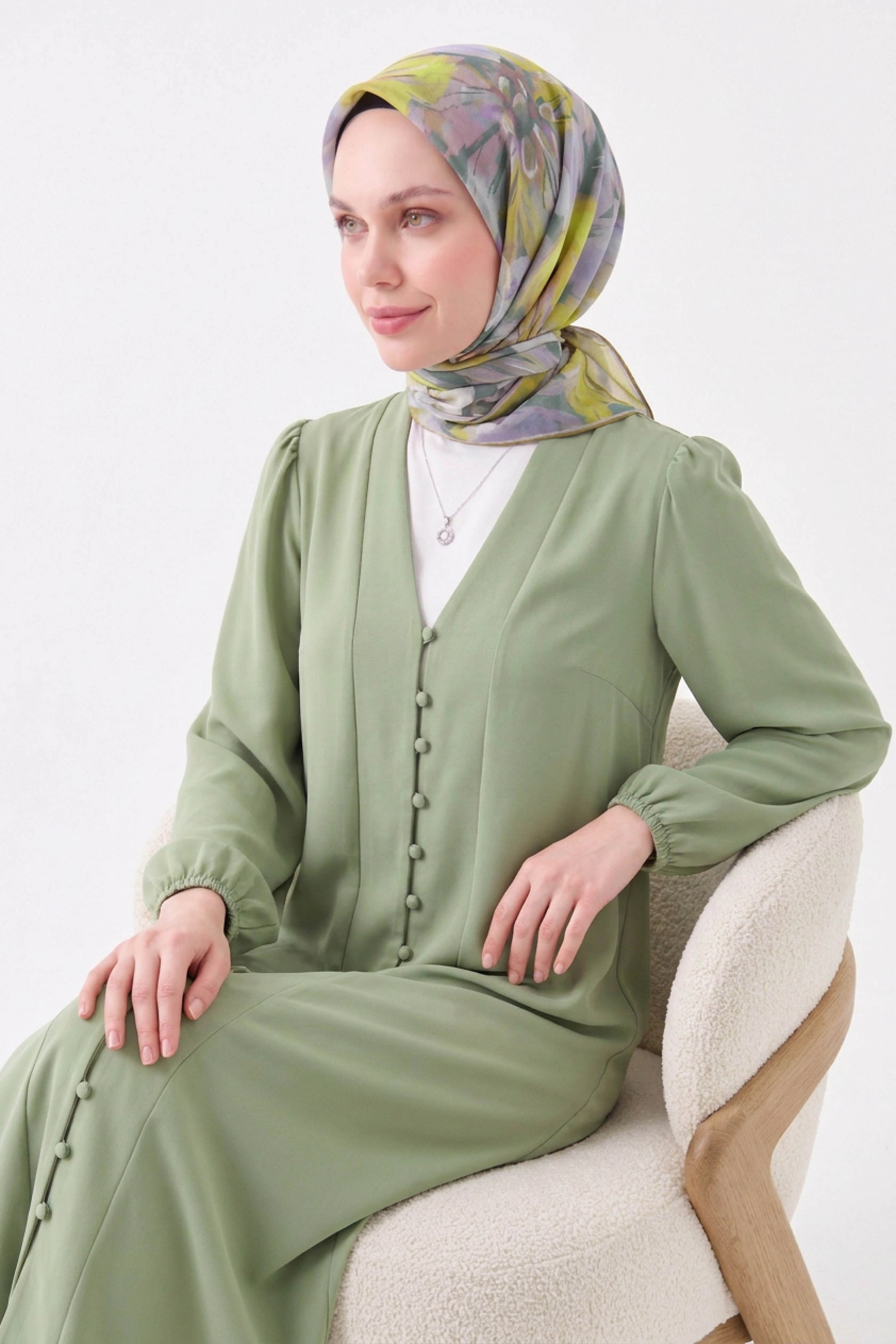 Soft Eşarp Flower Su Yeşili