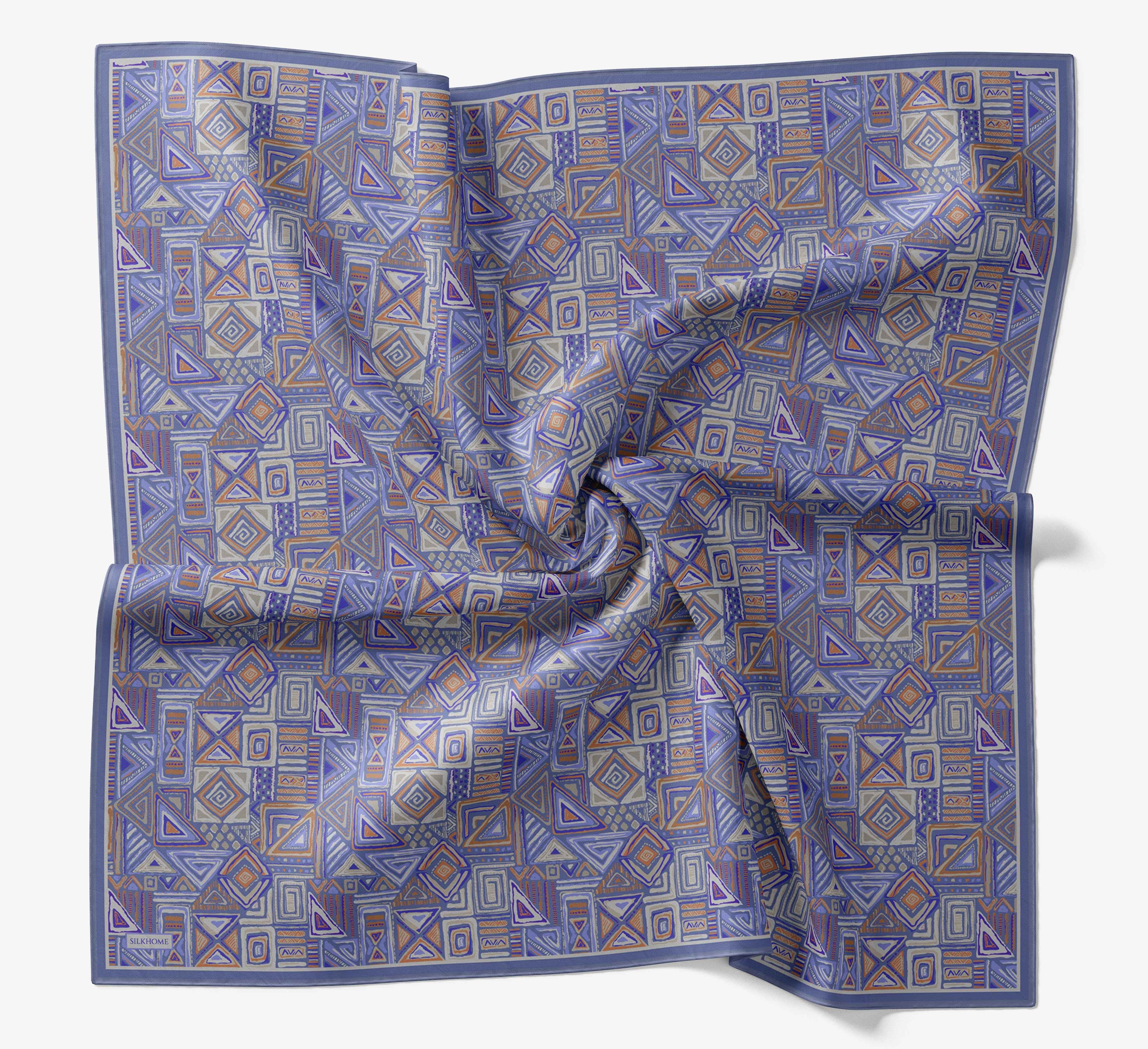 Soft Eşarp Geometrik Mavi