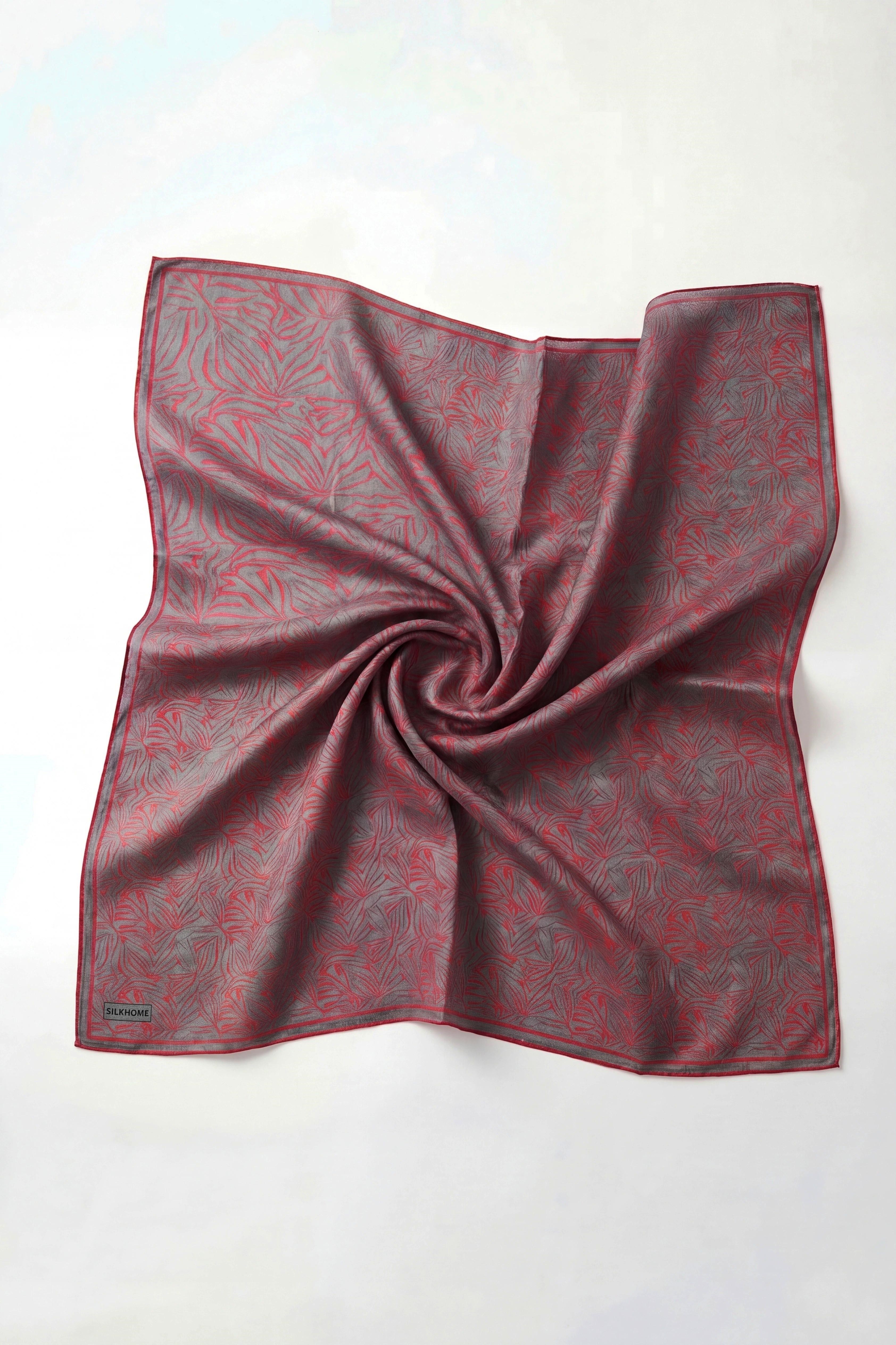 Soft Eşarp Lina Flora Mavi Gri 90x90