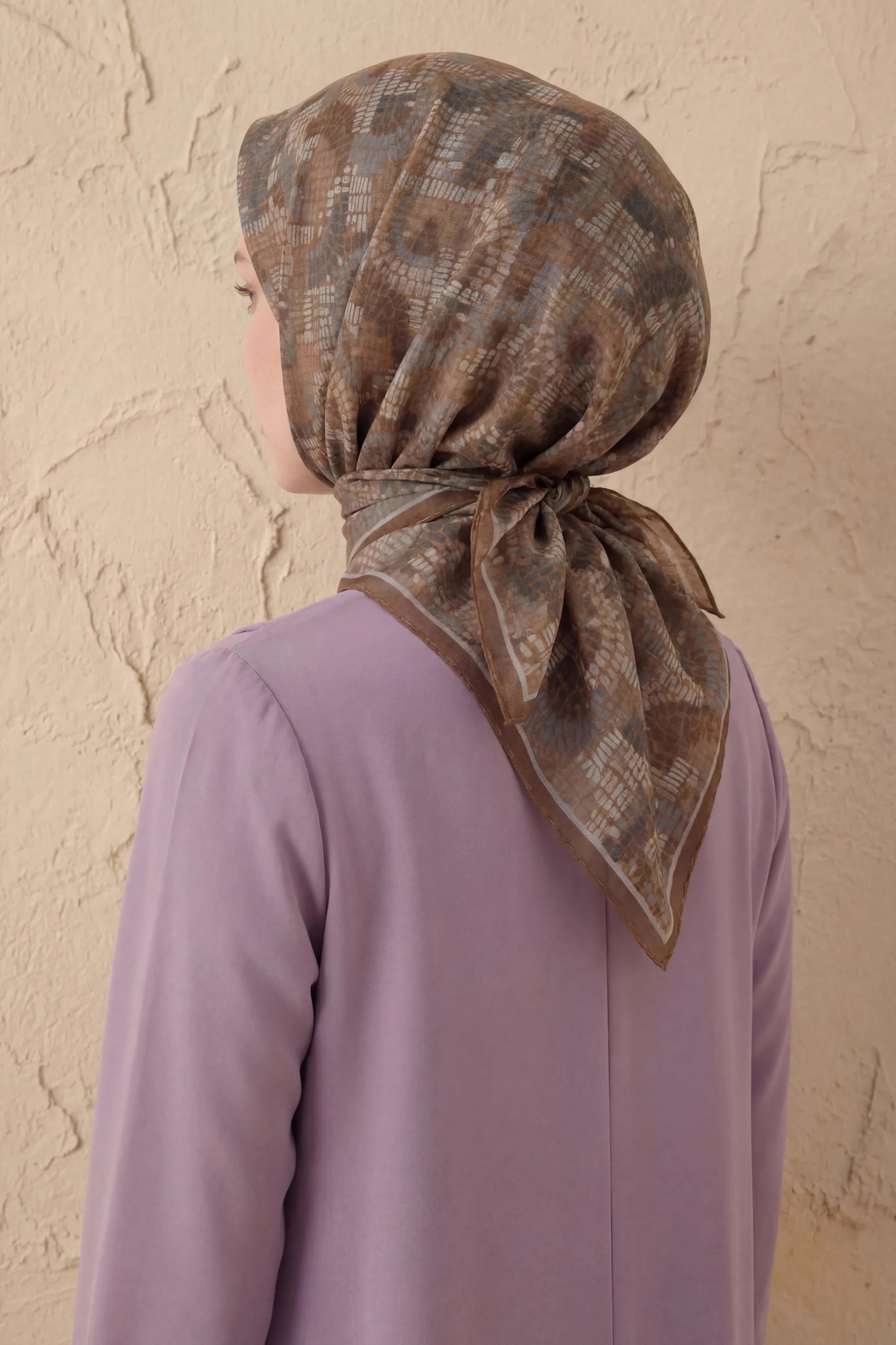 Soft Eşarp Melodi Desen Mocha 90x90