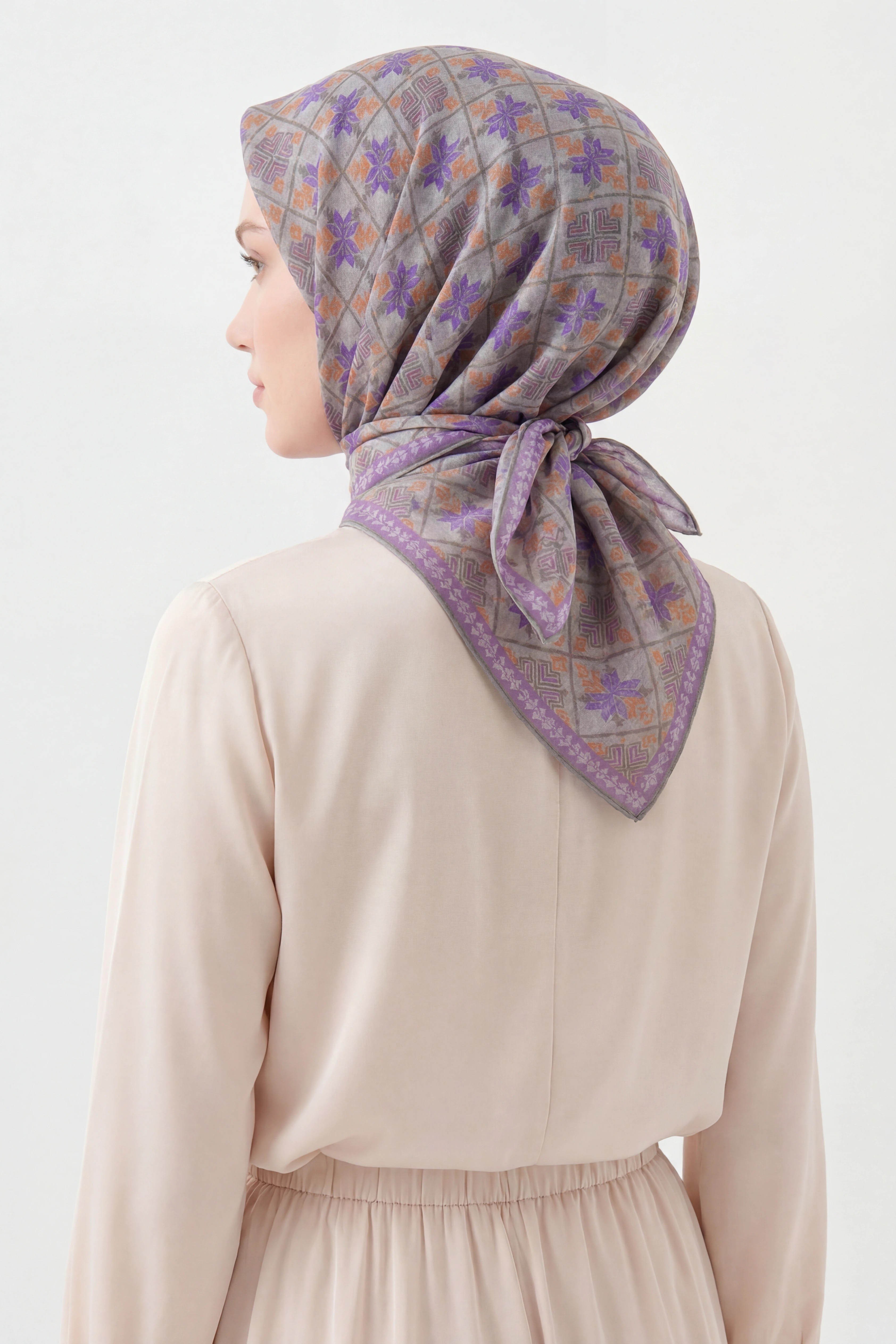 Soft Eşarp Minimal Motif Mor