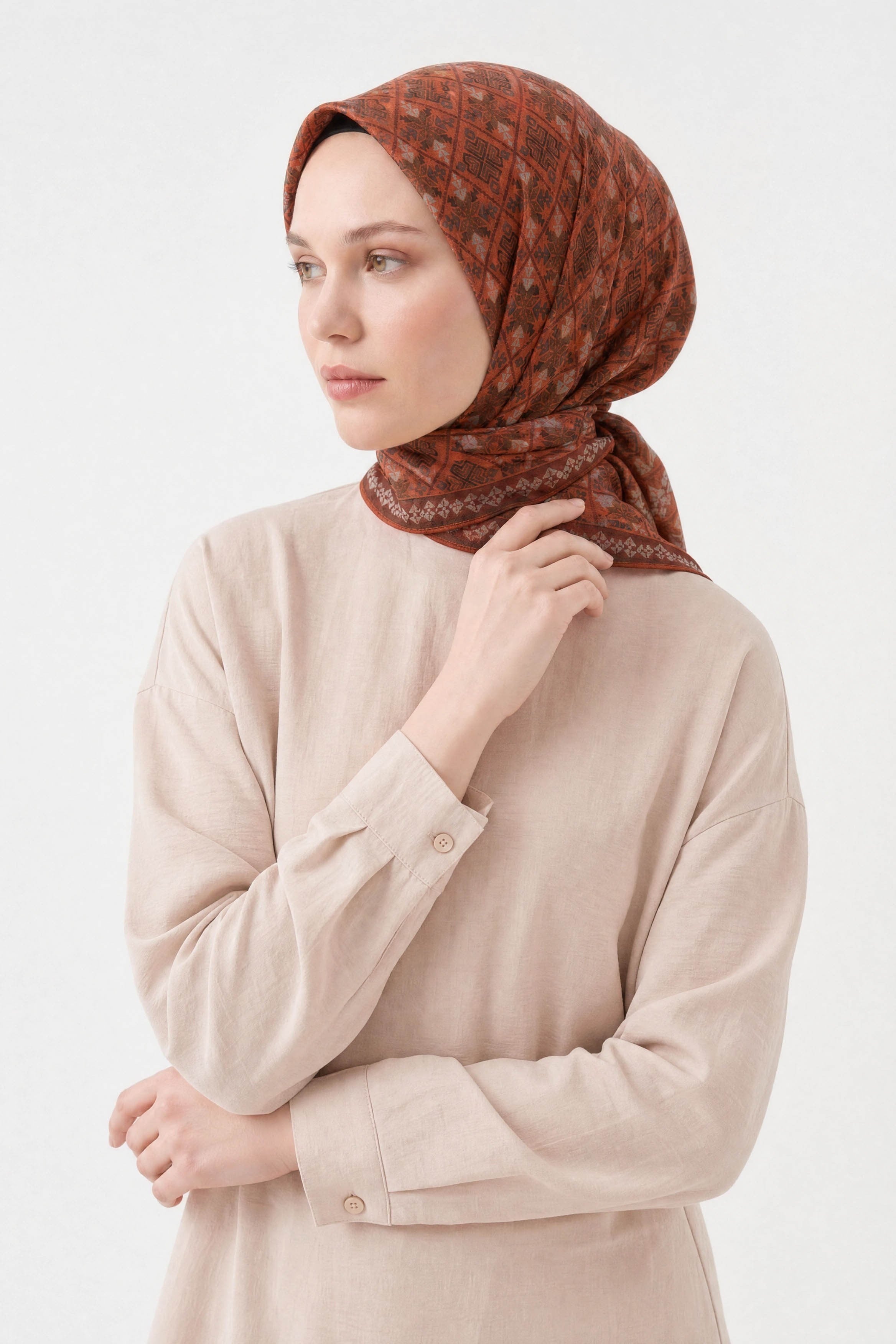Soft Eşarp Minimal Motif Turuncu