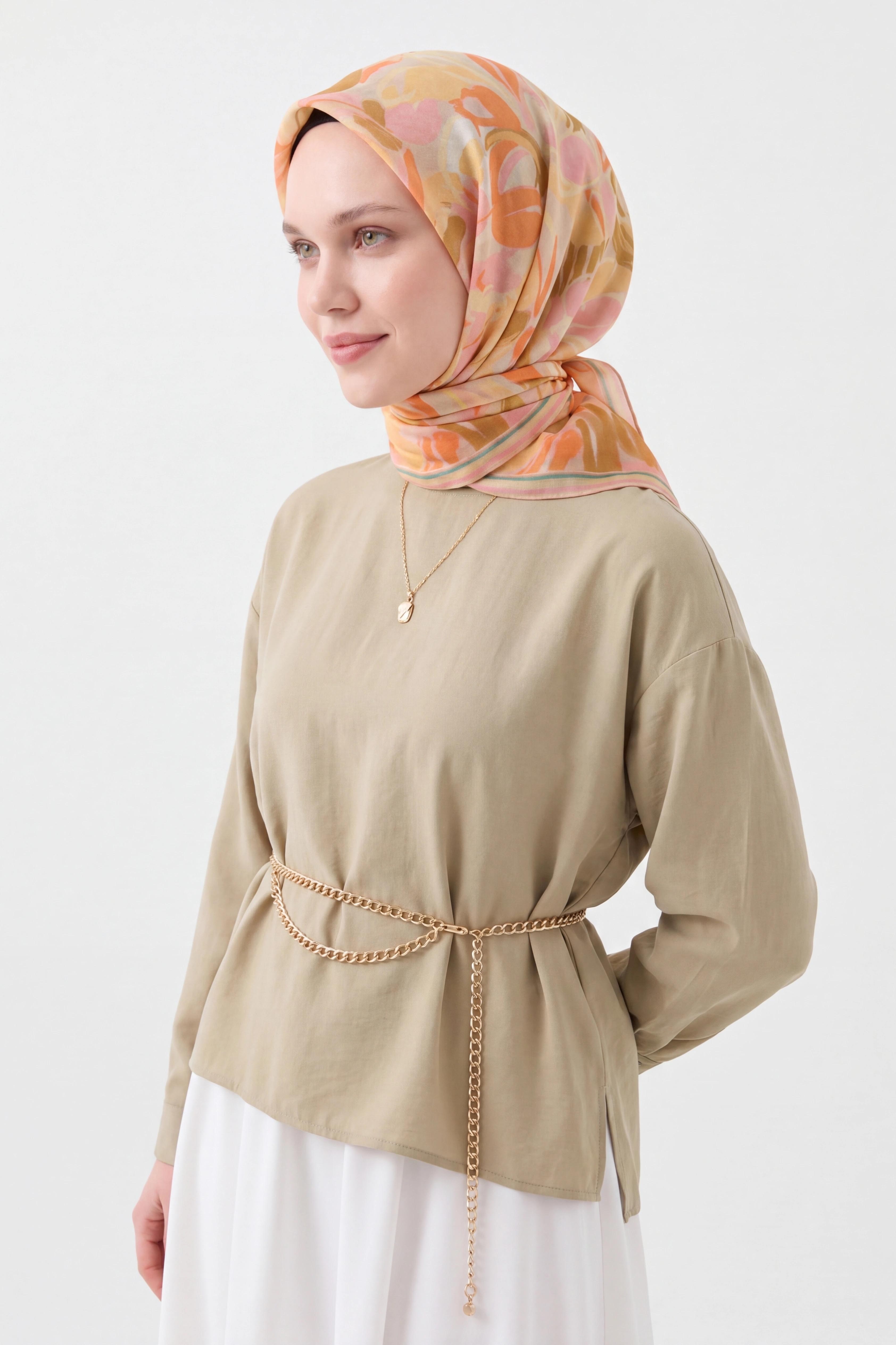 Soft Eşarp Painterly Floral Açık Sarı