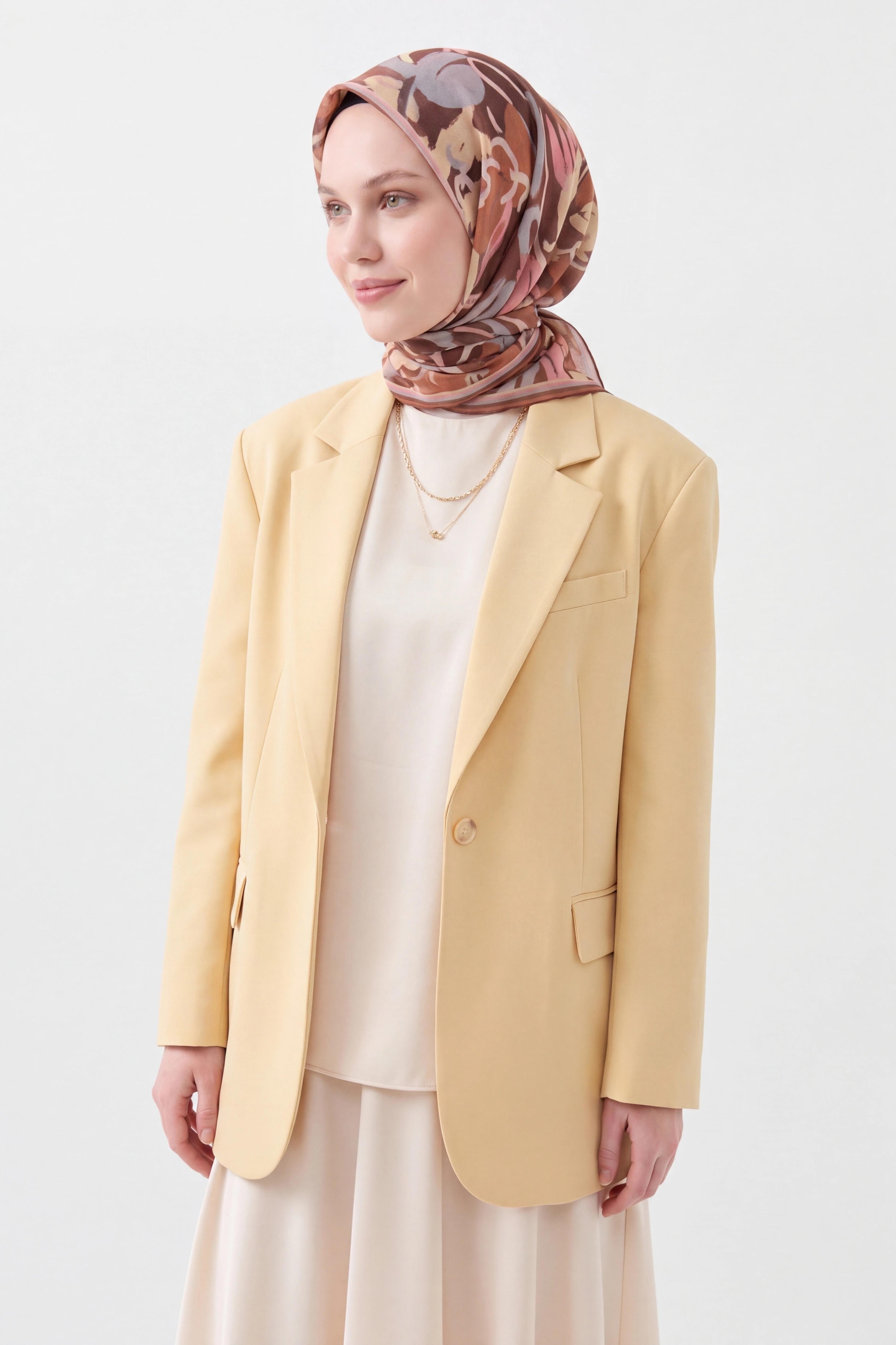 Soft Eşarp Painterly Floral Çikolata Kahve