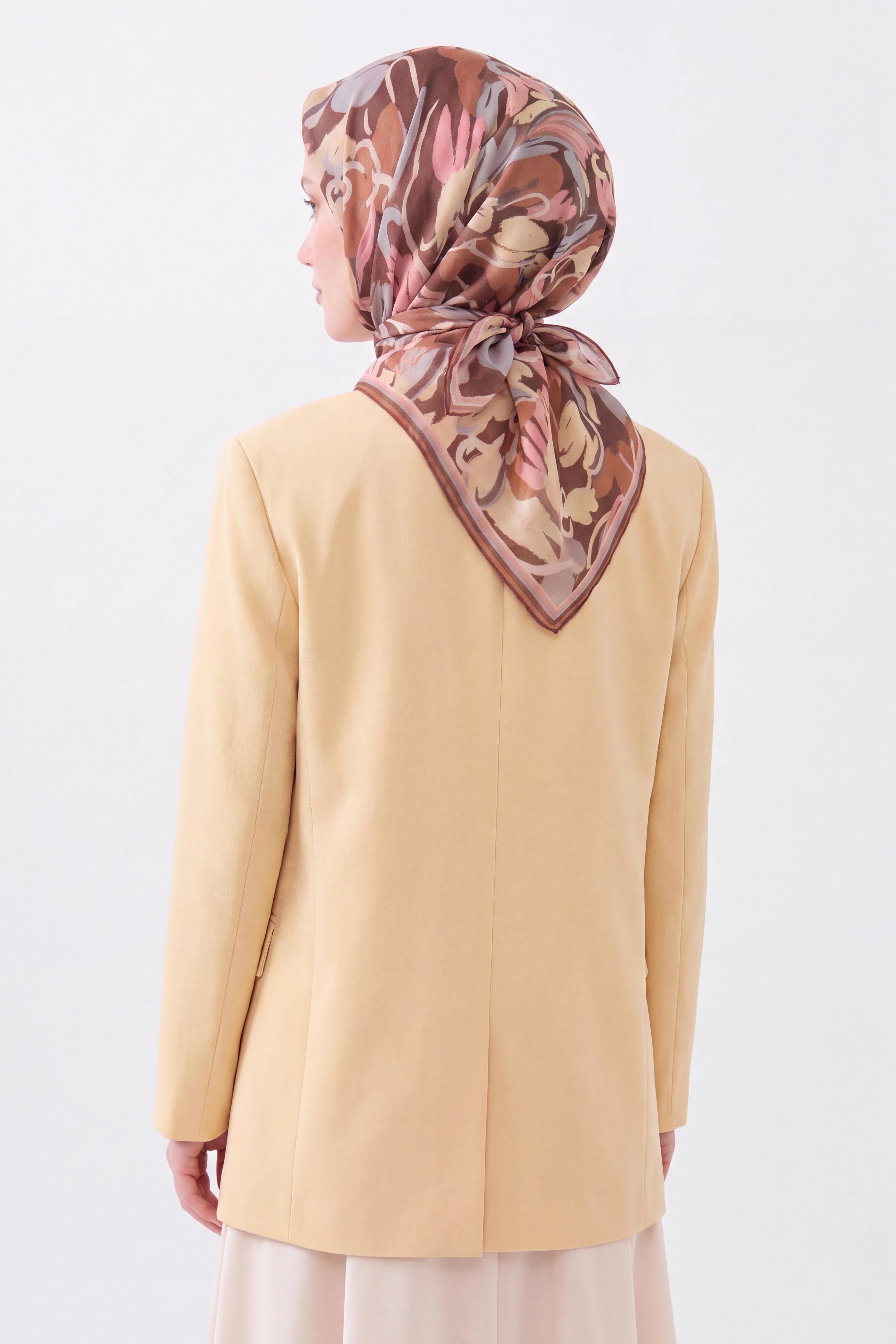 Soft Eşarp Painterly Floral Çikolata Kahve