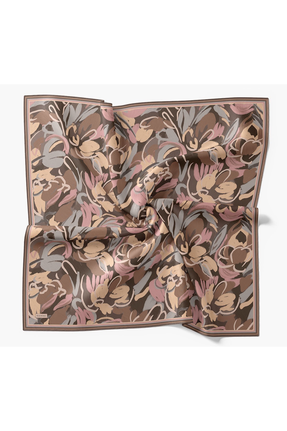 Soft Eşarp Painterly Floral Çikolata Kahve