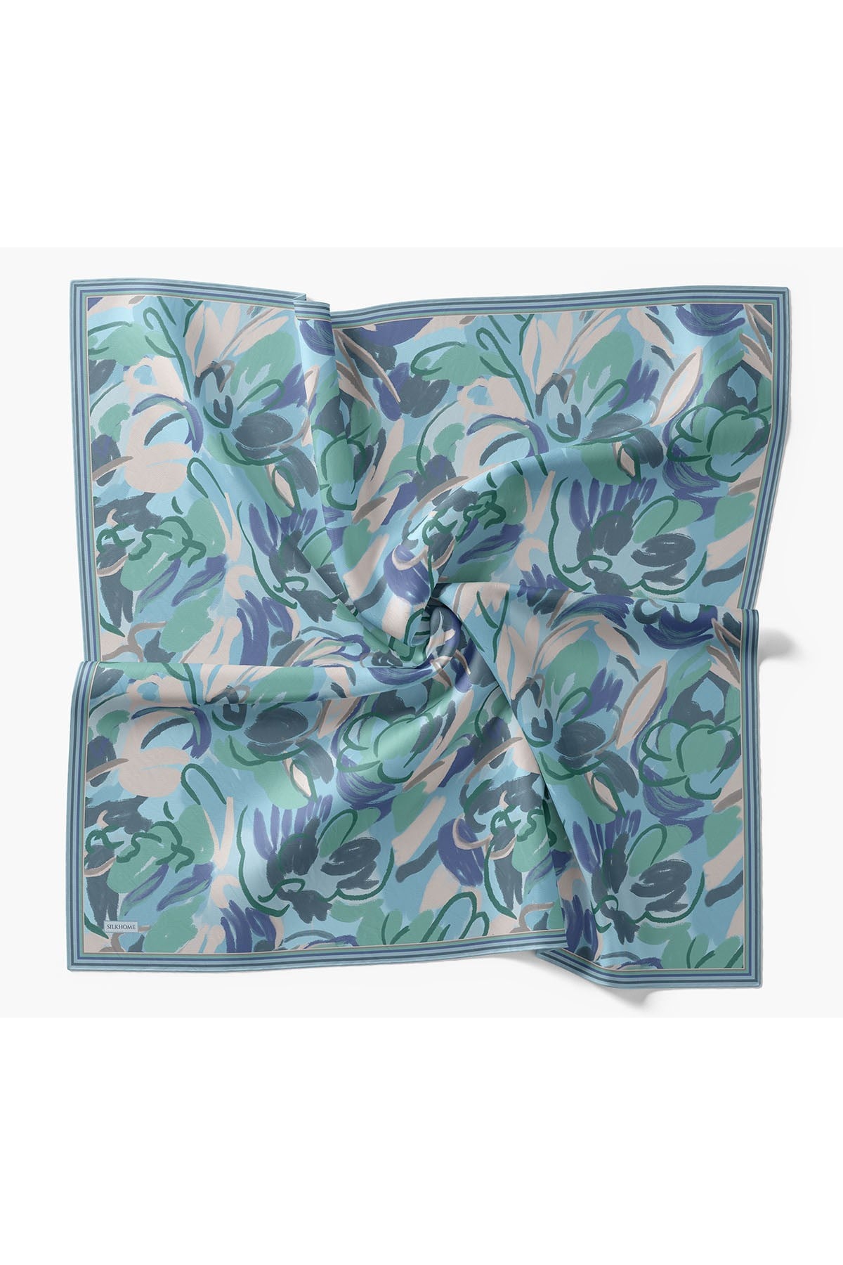 Soft Eşarp Painterly Floral Gök Mavi