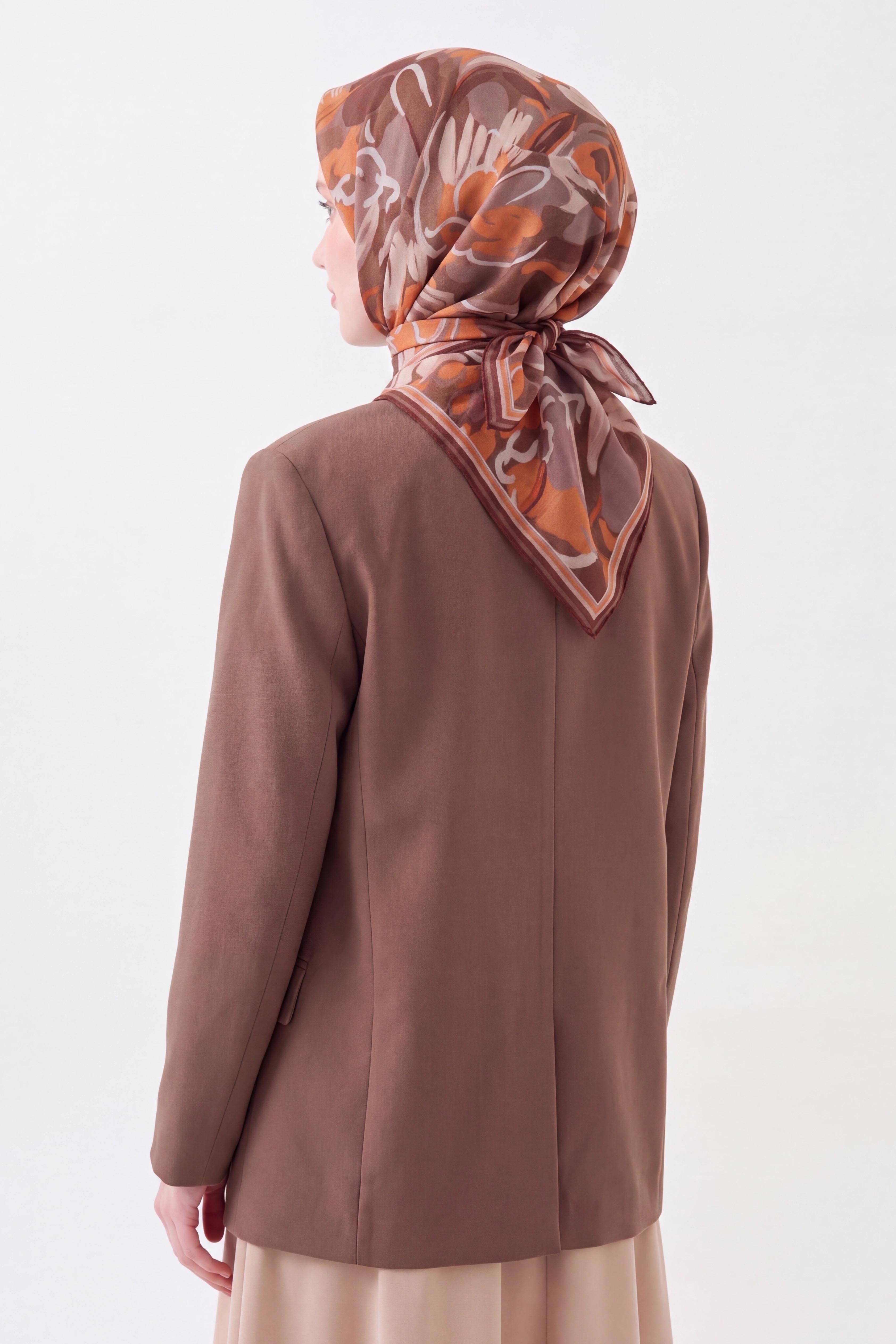 Soft Eşarp Painterly Floral Kahverengi