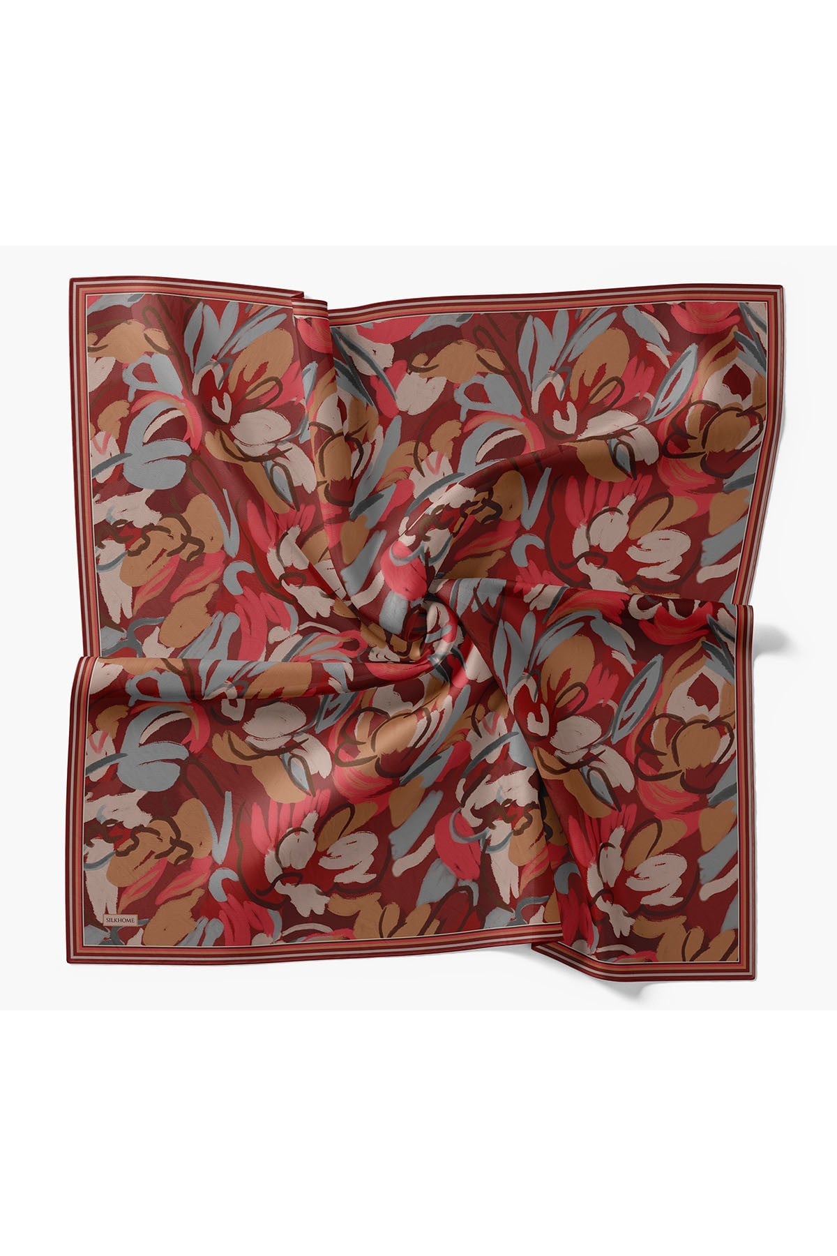 Soft Eşarp Painterly Floral Kırmızı
