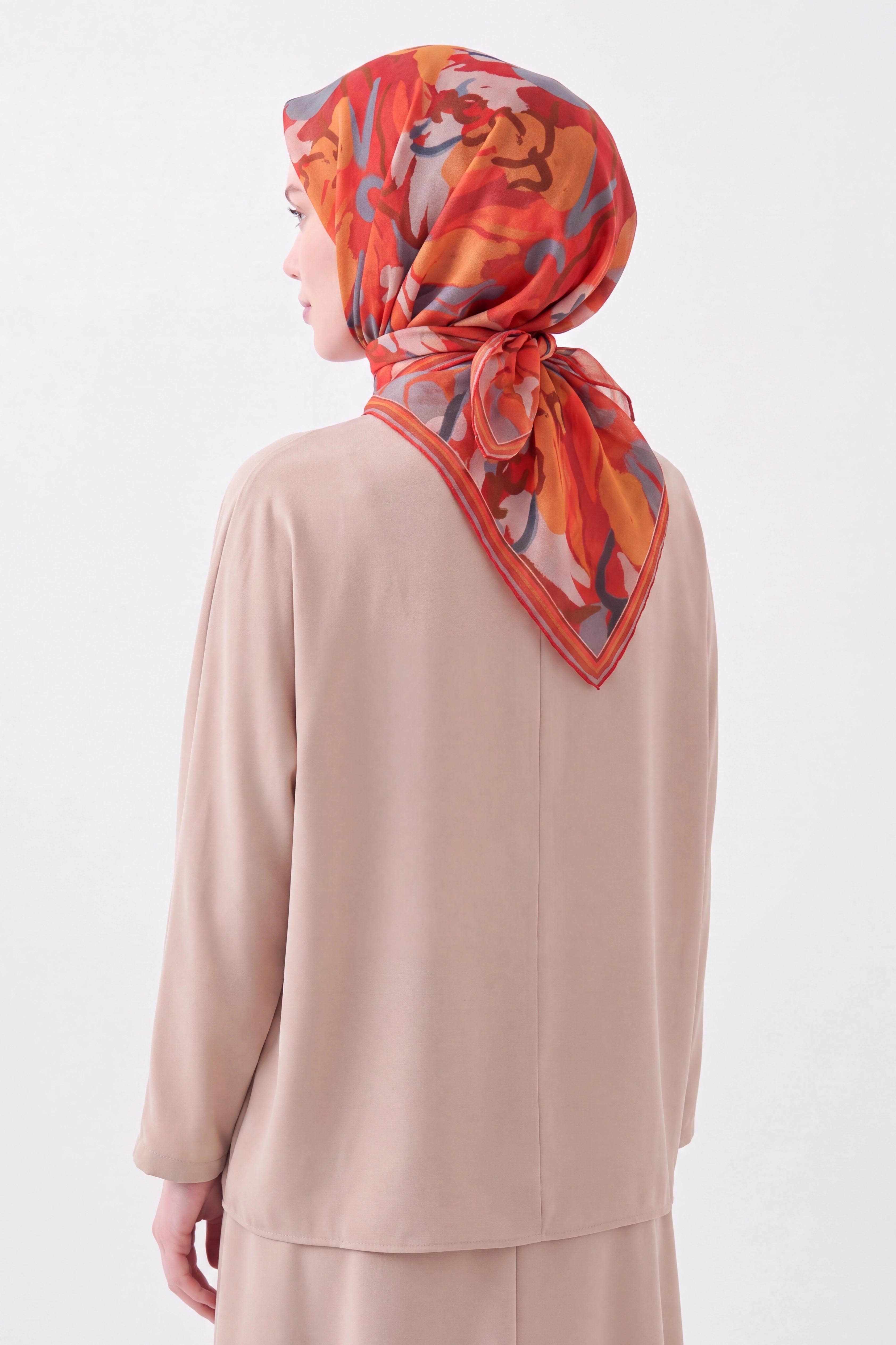 Soft Eşarp Painterly Floral Kırmızı