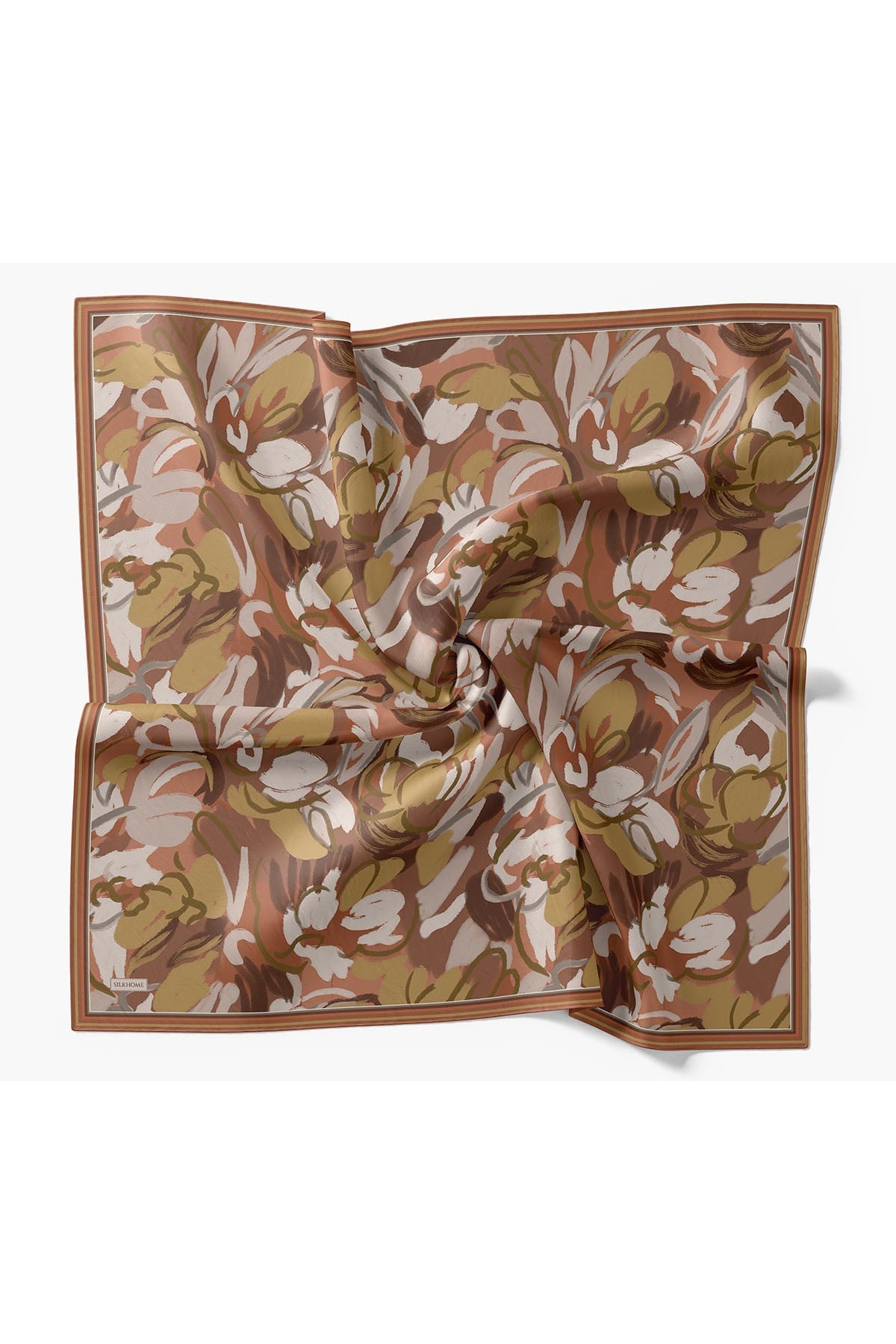 Soft Eşarp Painterly Floral Koyu Turuncu