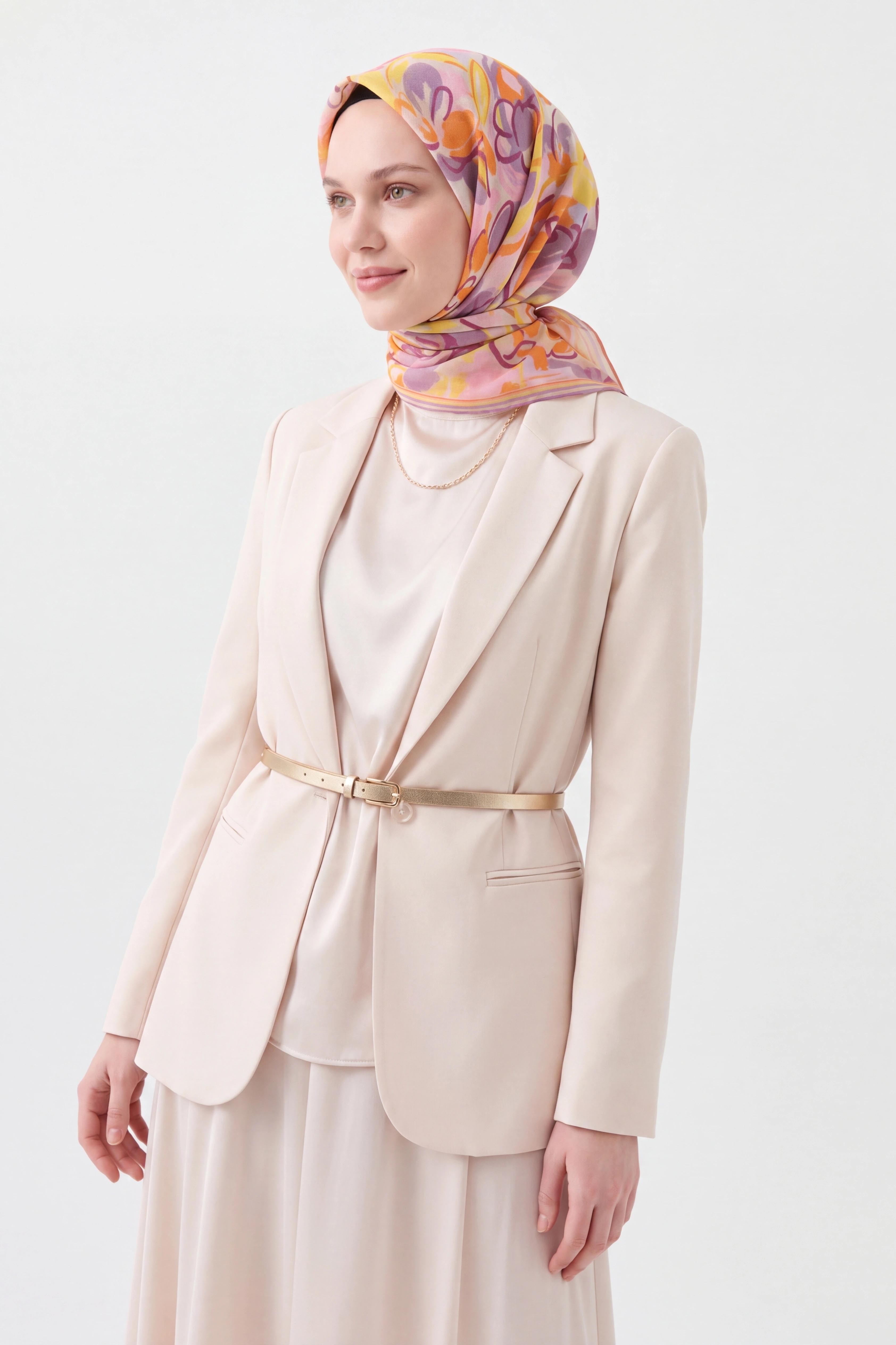 Soft Eşarp Painterly Floral Lila