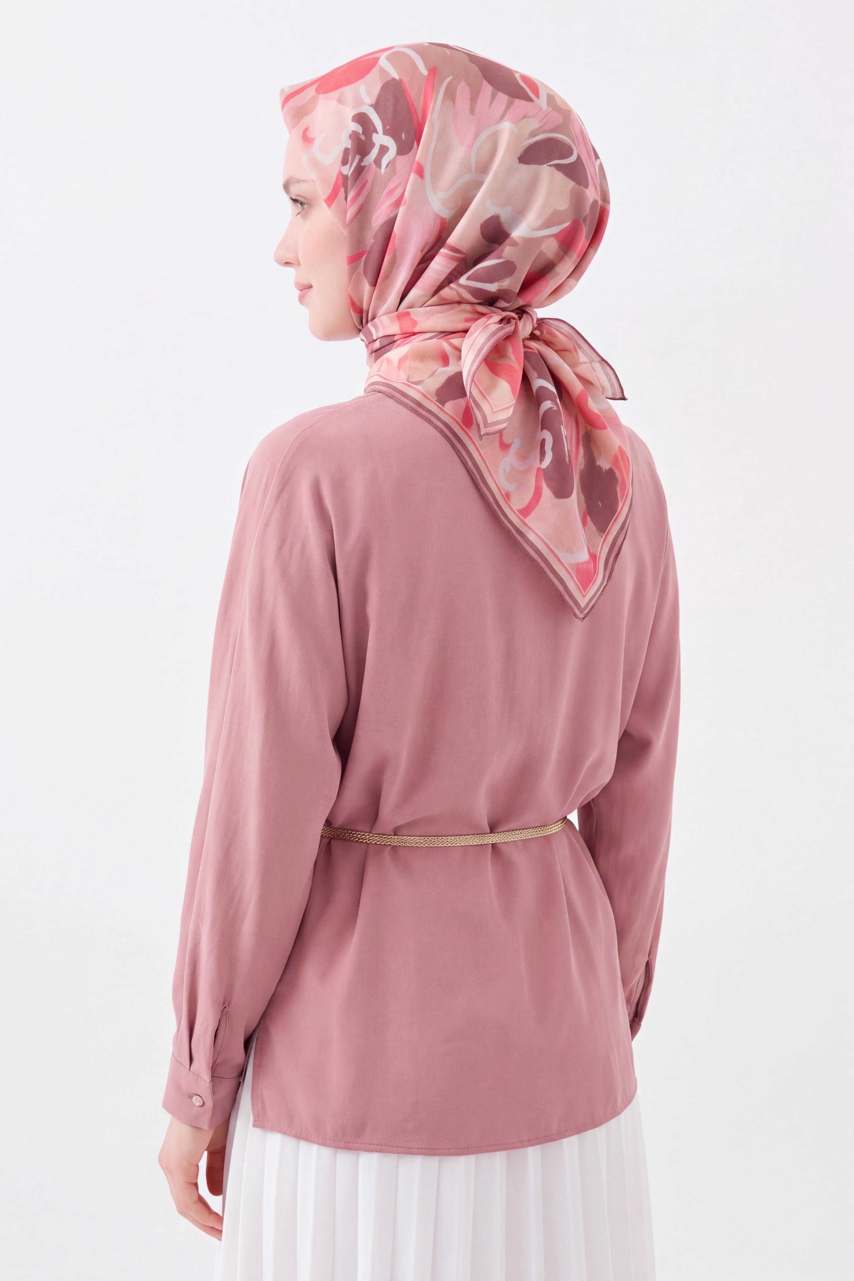 Soft Eşarp Painterly Floral Pembe