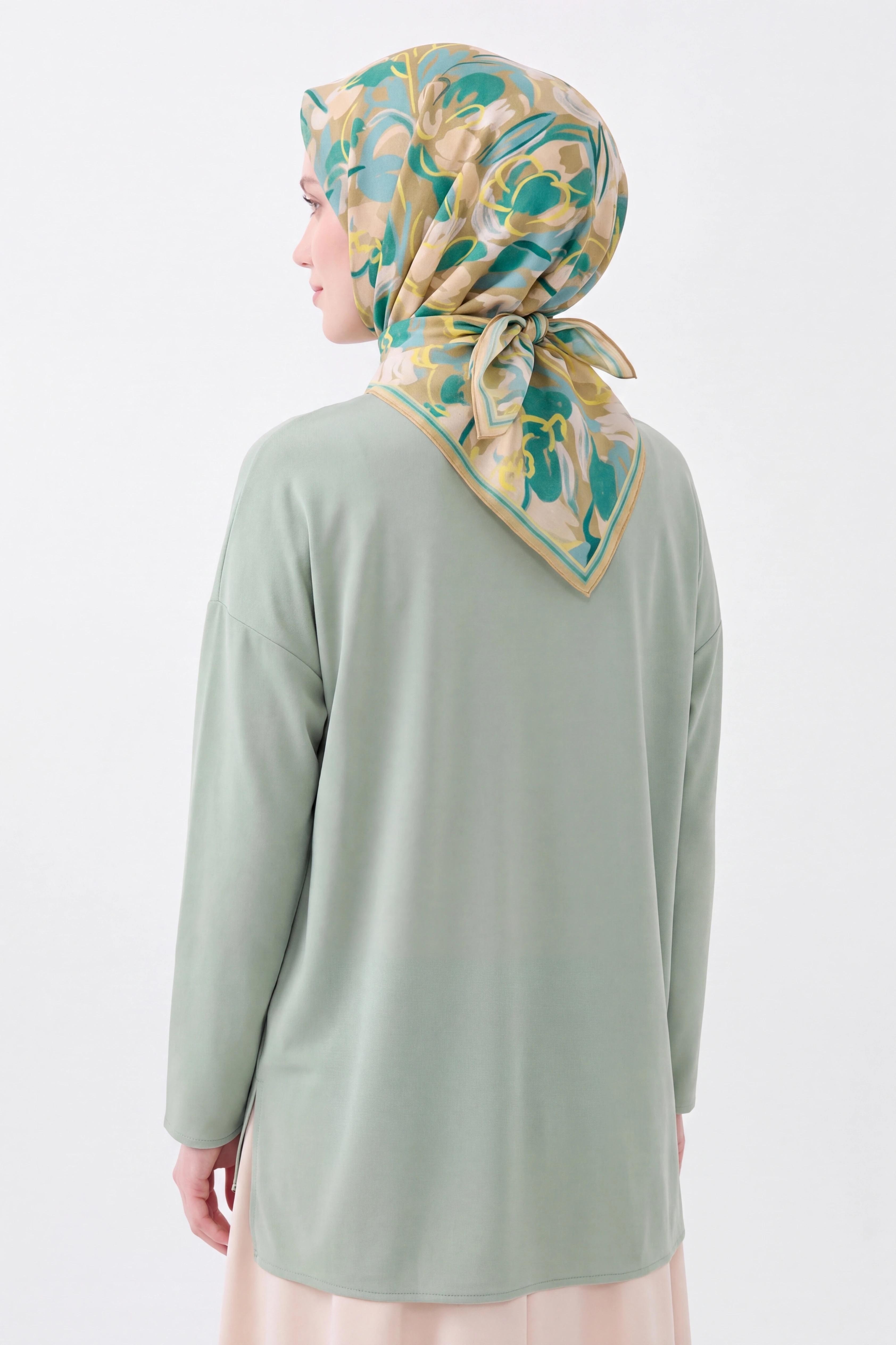 Soft Eşarp Painterly Floral Yeşil