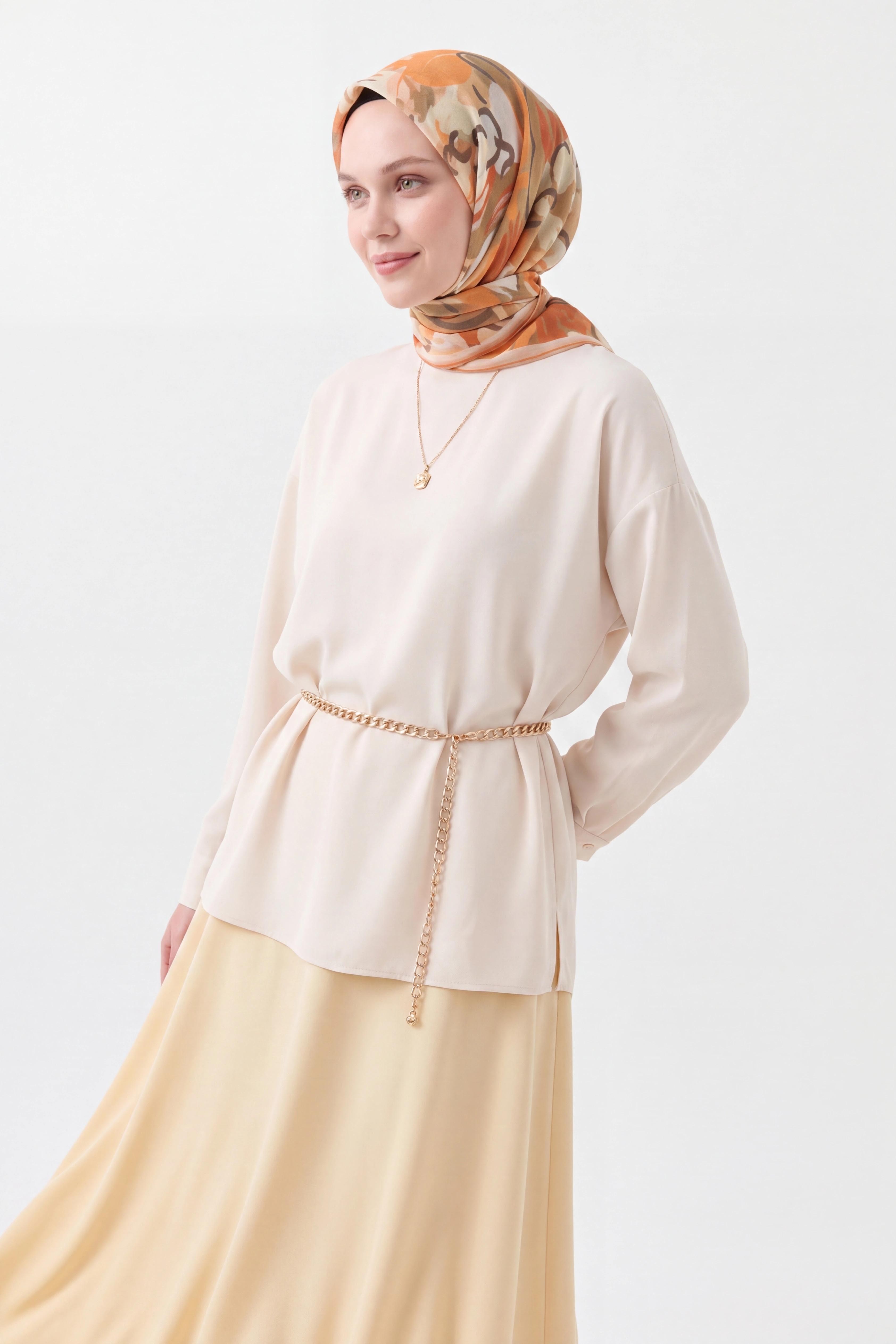 Soft Eşarp Painterly Floral Yeşil Bej