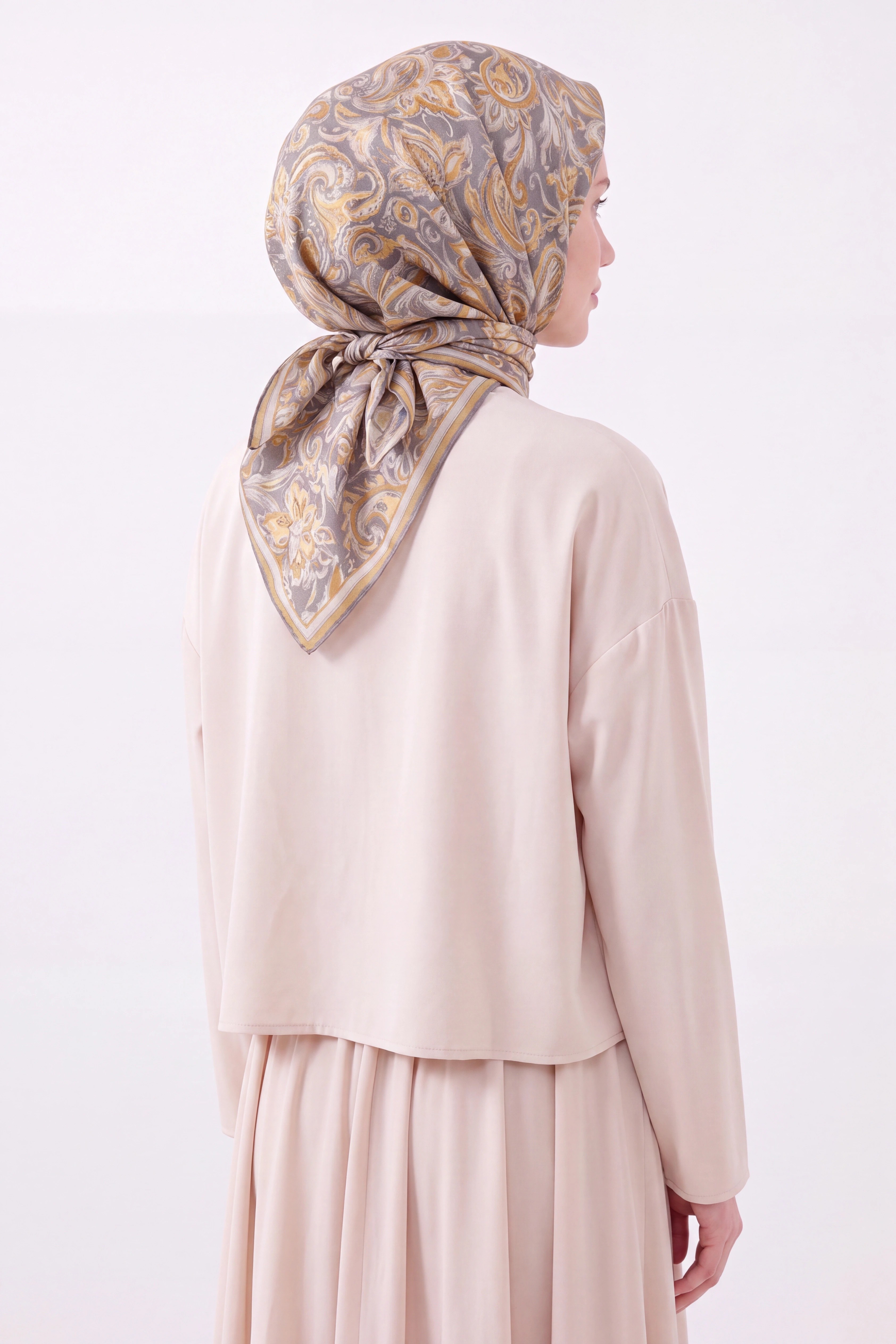 Soft Eşarp Paisley Gri