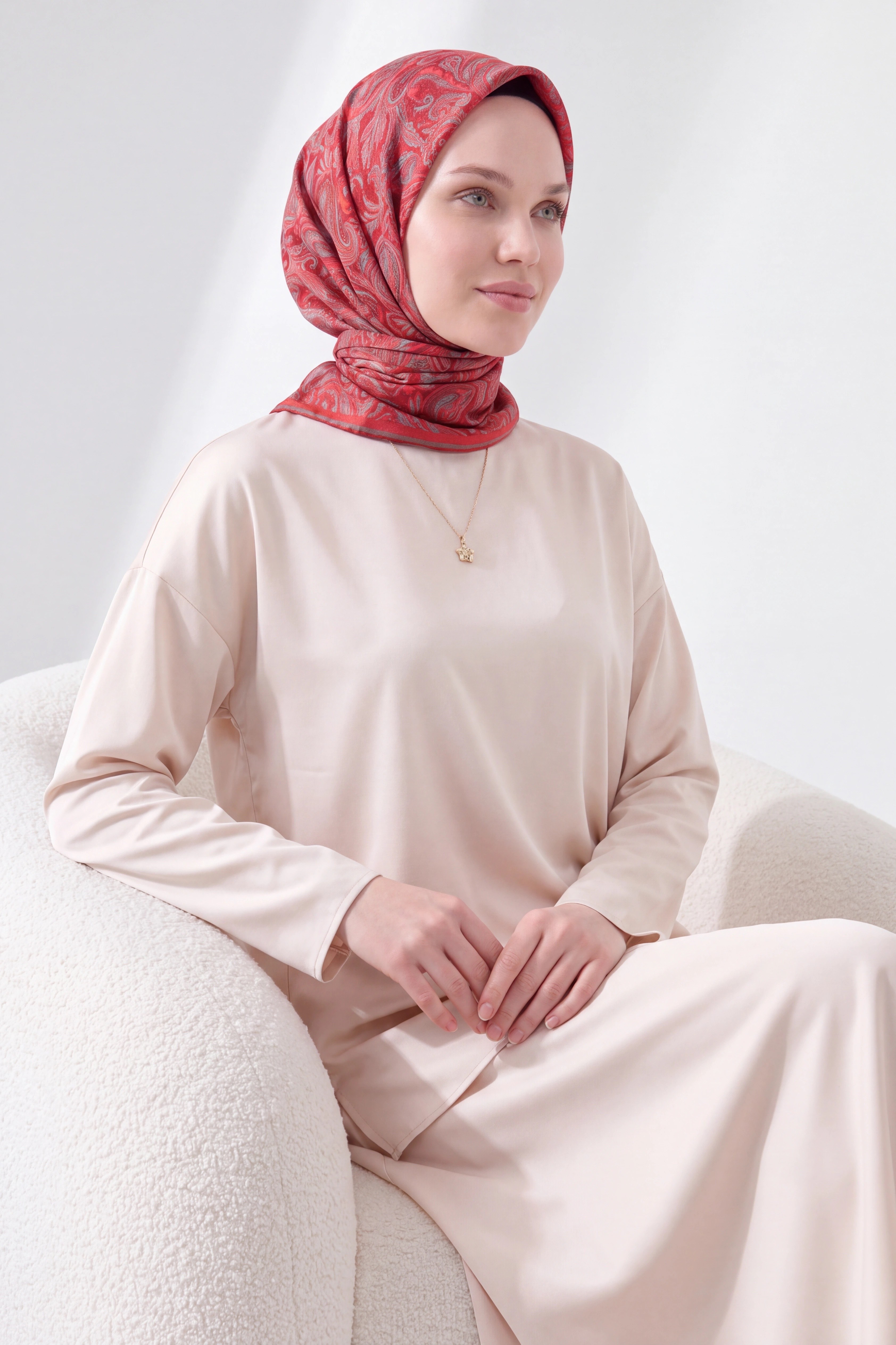 Soft Eşarp Paisley Koyu Kırmızı