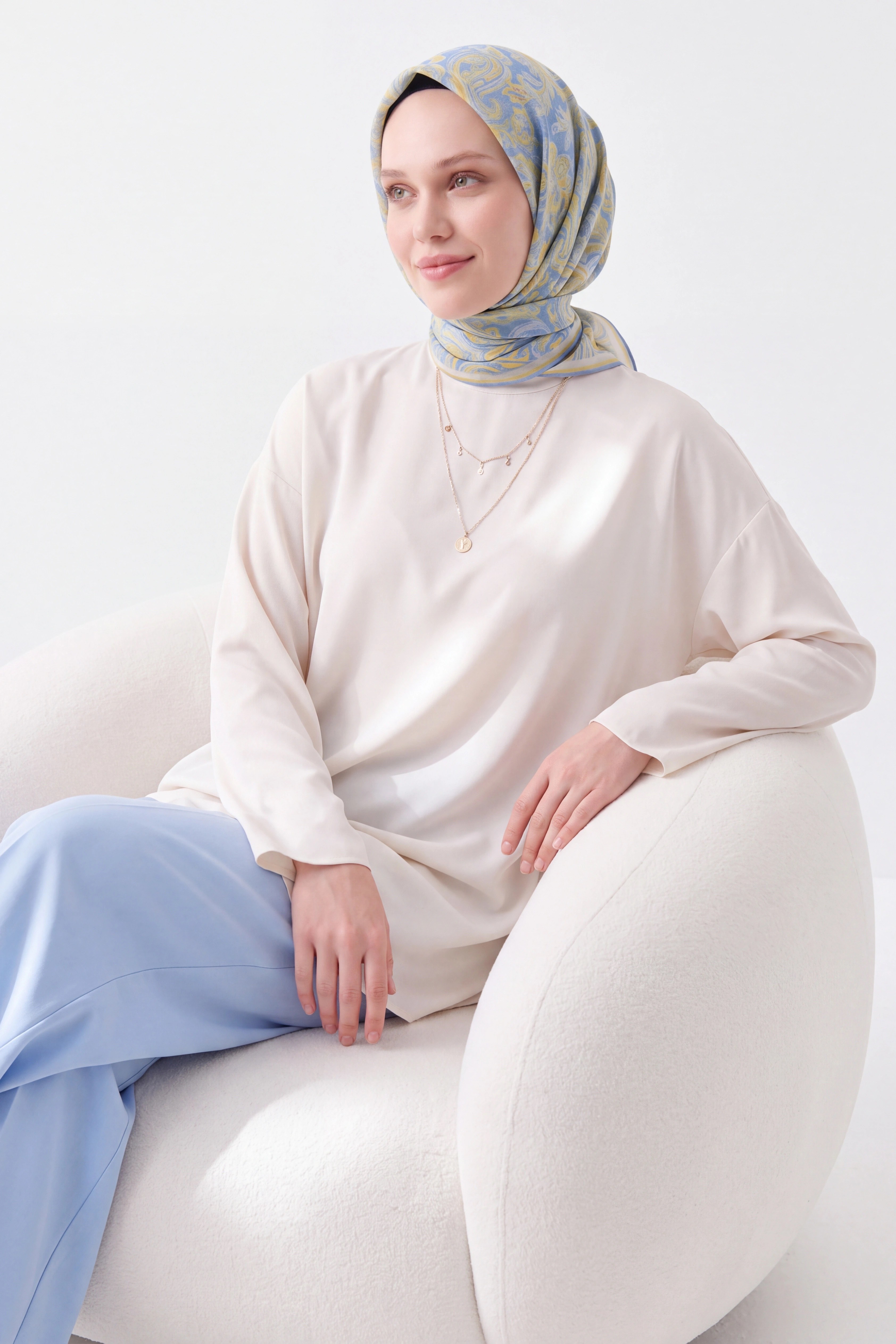 Soft Eşarp Paisley Mavi