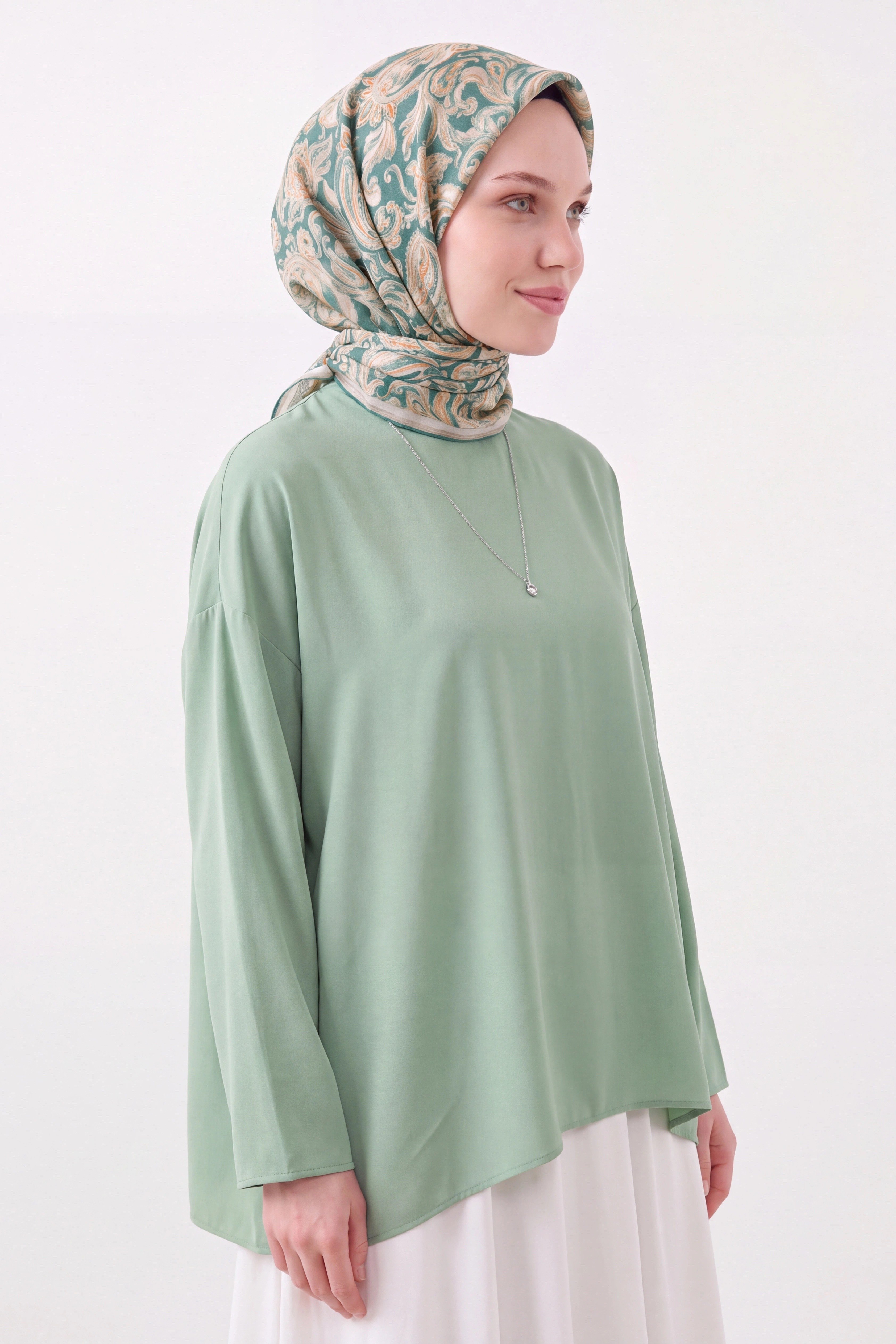 Soft Eşarp Paisley Mint Yeşili