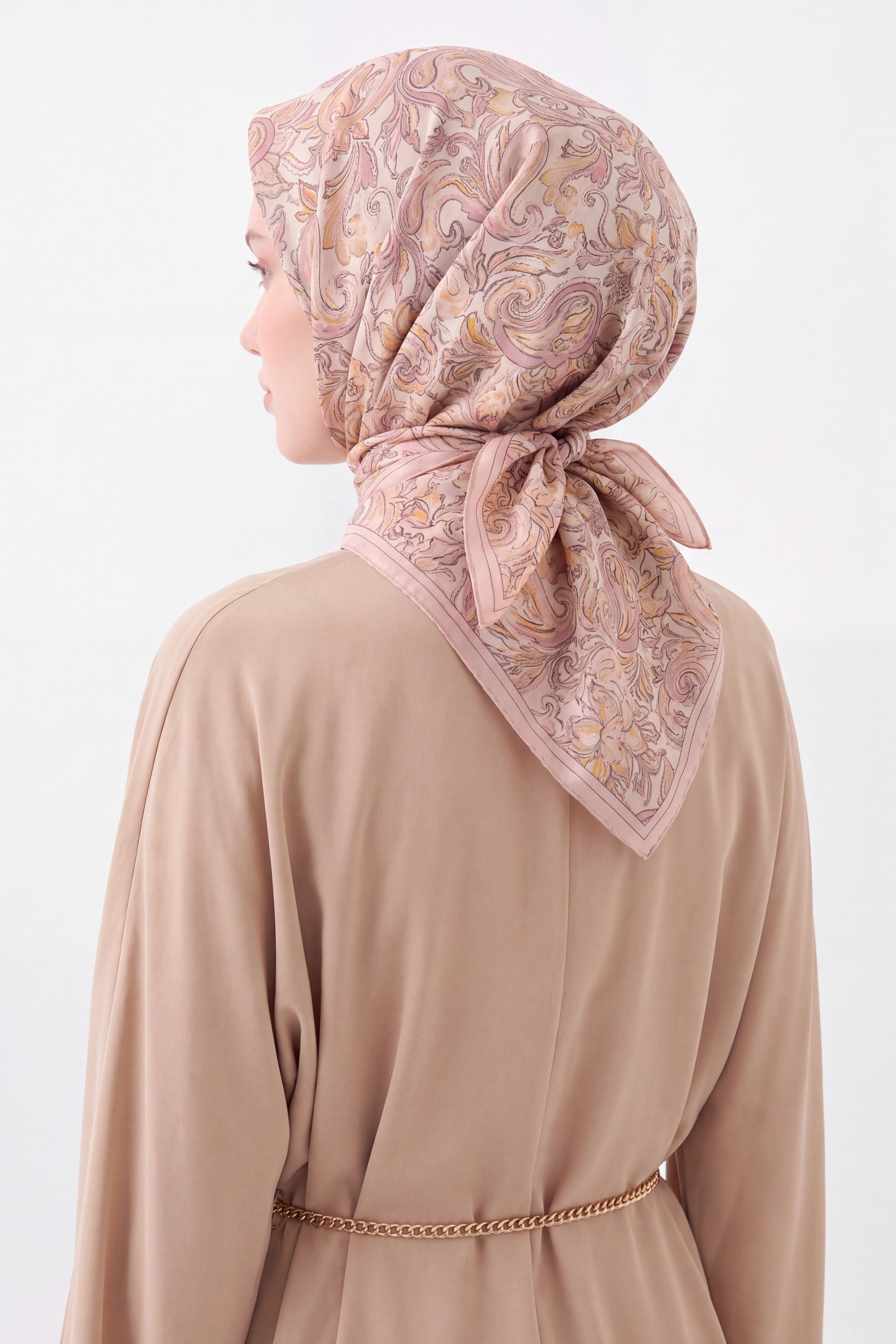 Soft Eşarp Paisley Pudra Pembe