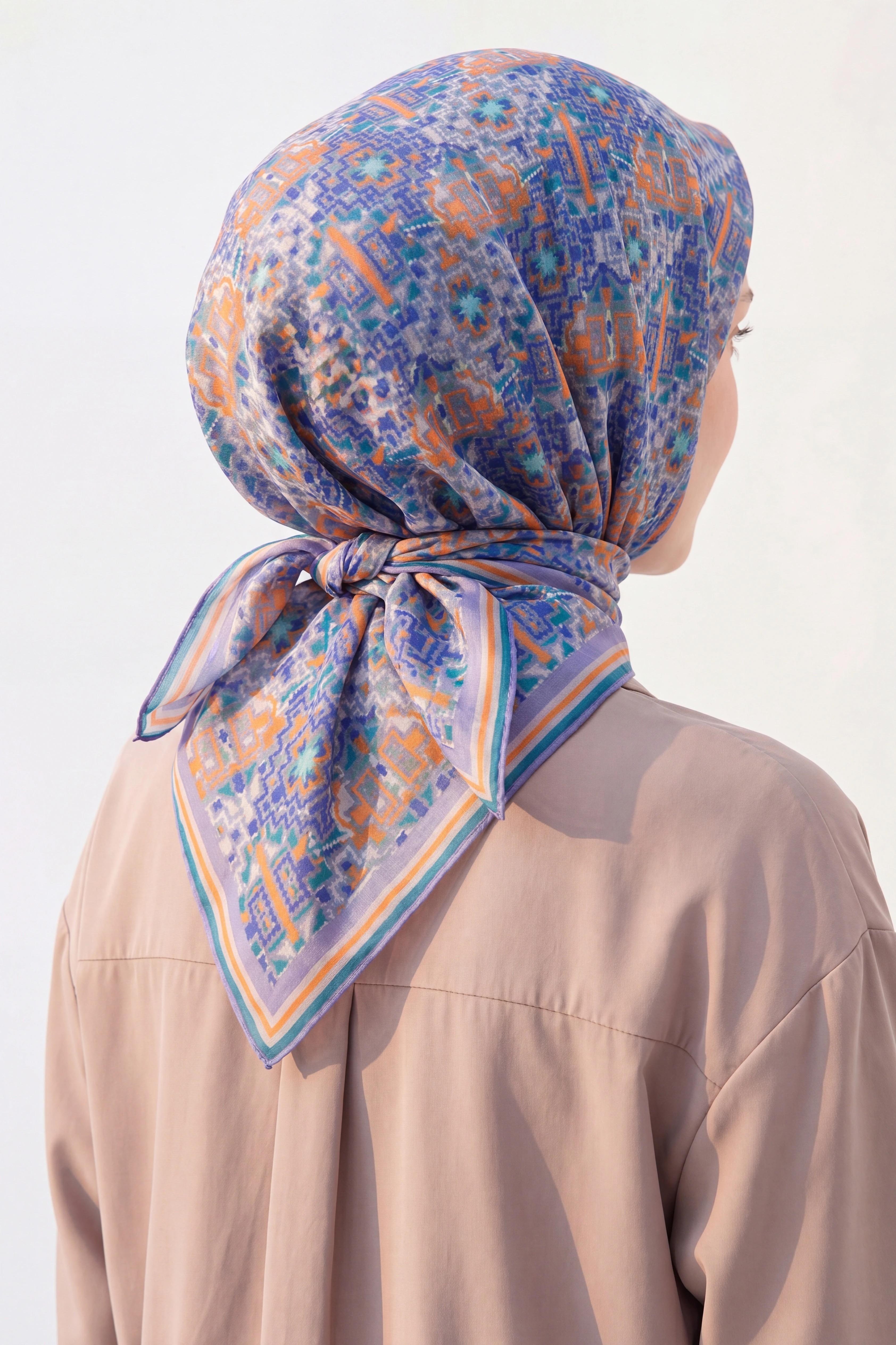 Soft Eşarp Pixel Ethnic Eflatun
