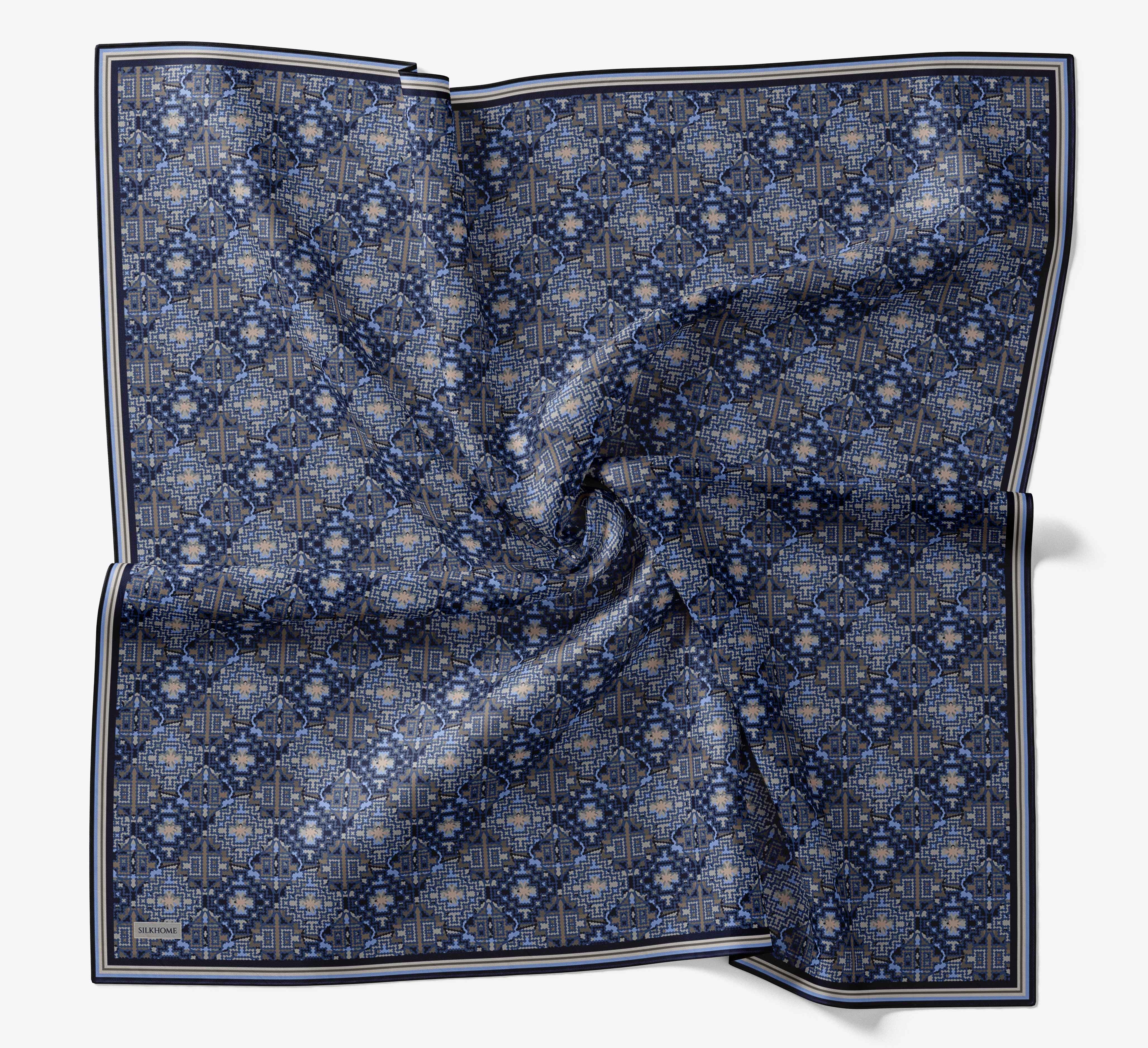Soft Eşarp Pixel Ethnic Mavi