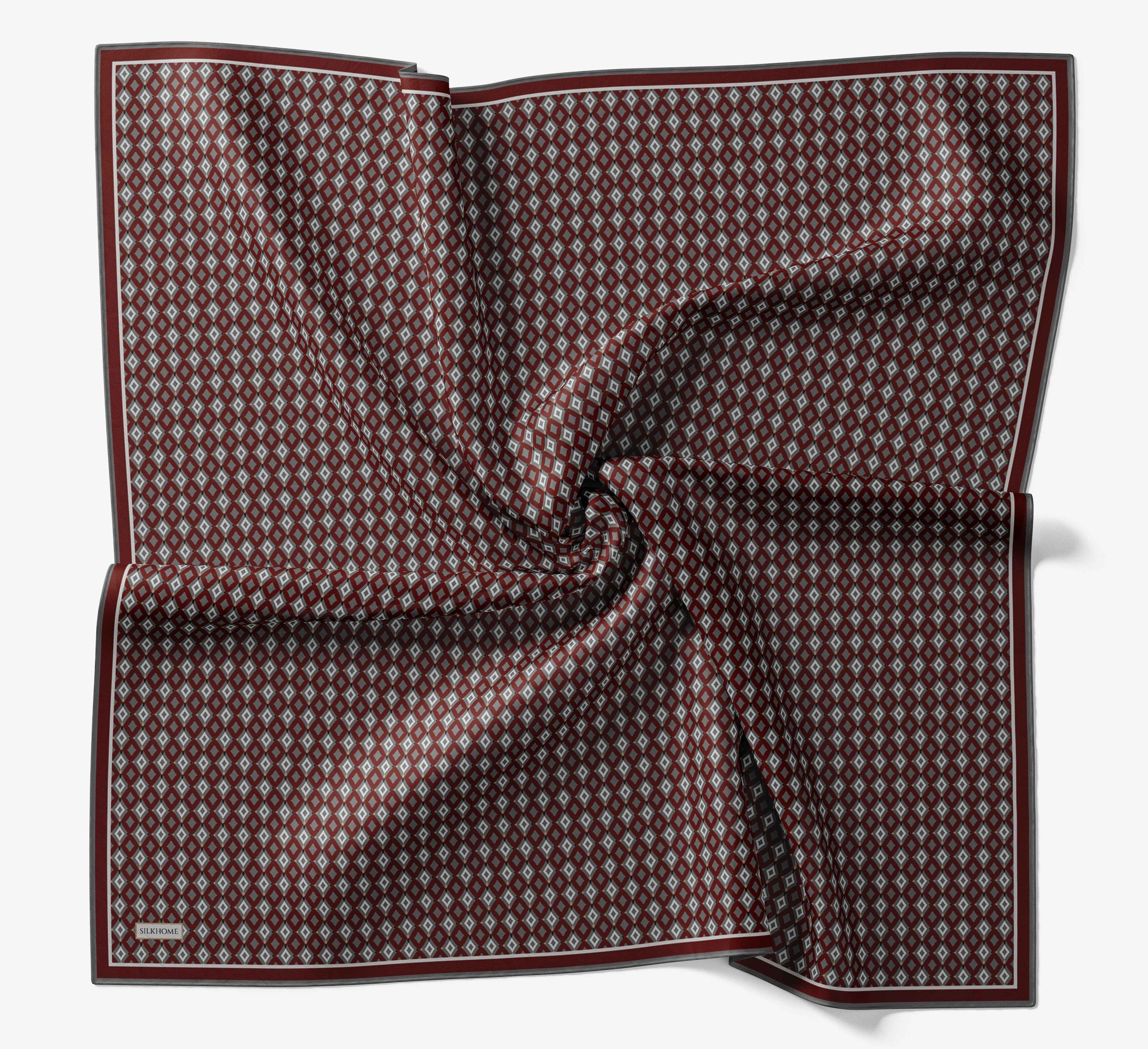 Soft Eşarp Retro Geometrik Koyu Kırmızı