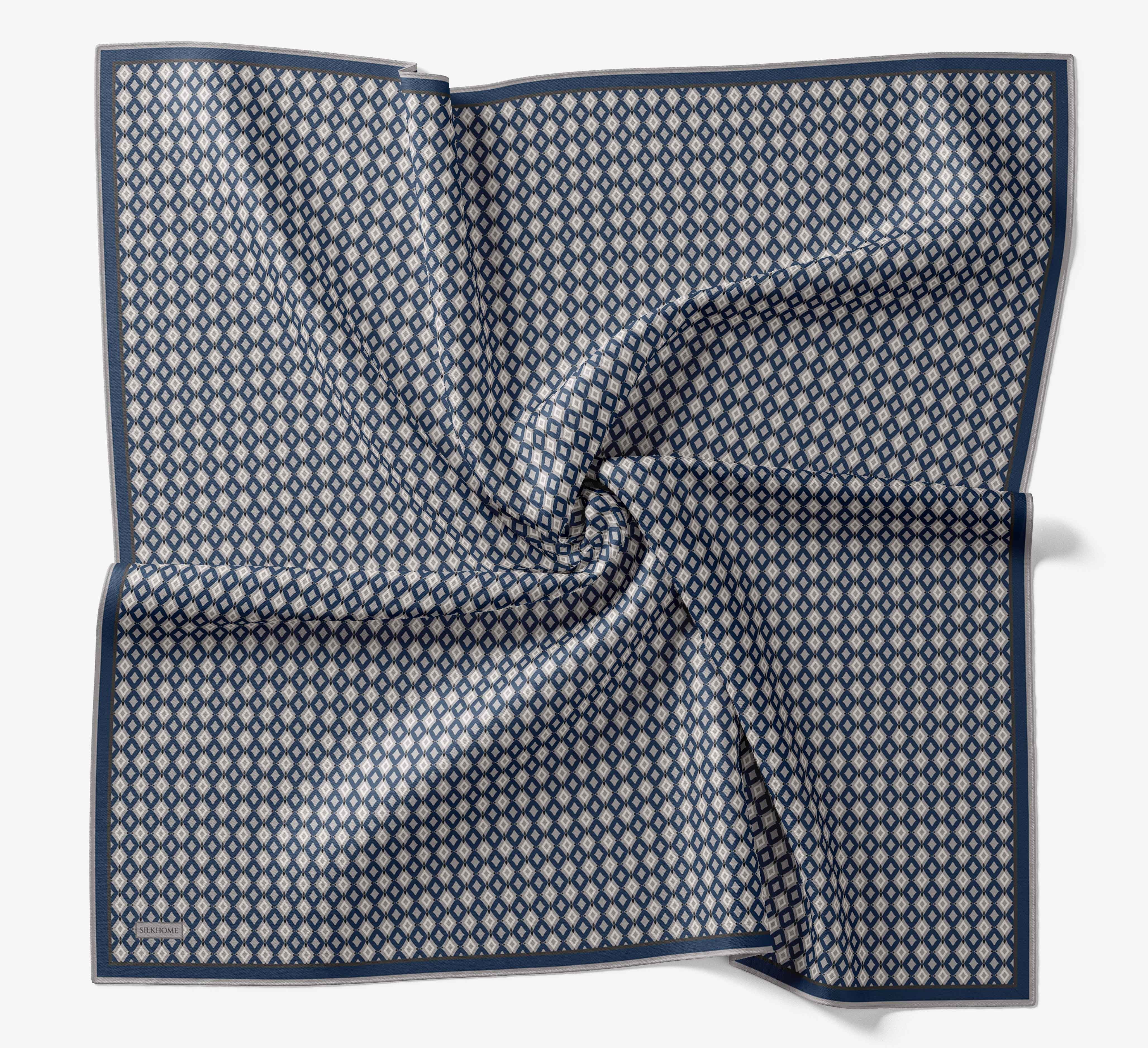 Soft Eşarp Retro Geometrik Mavi