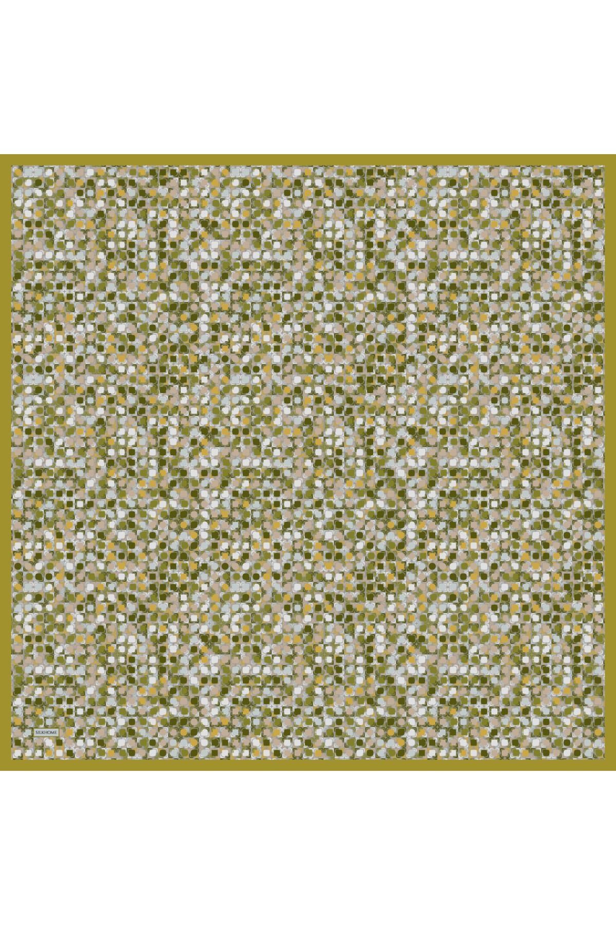 Soft Eşarp Retro Mozaik Fıstık Yeşili 90x90