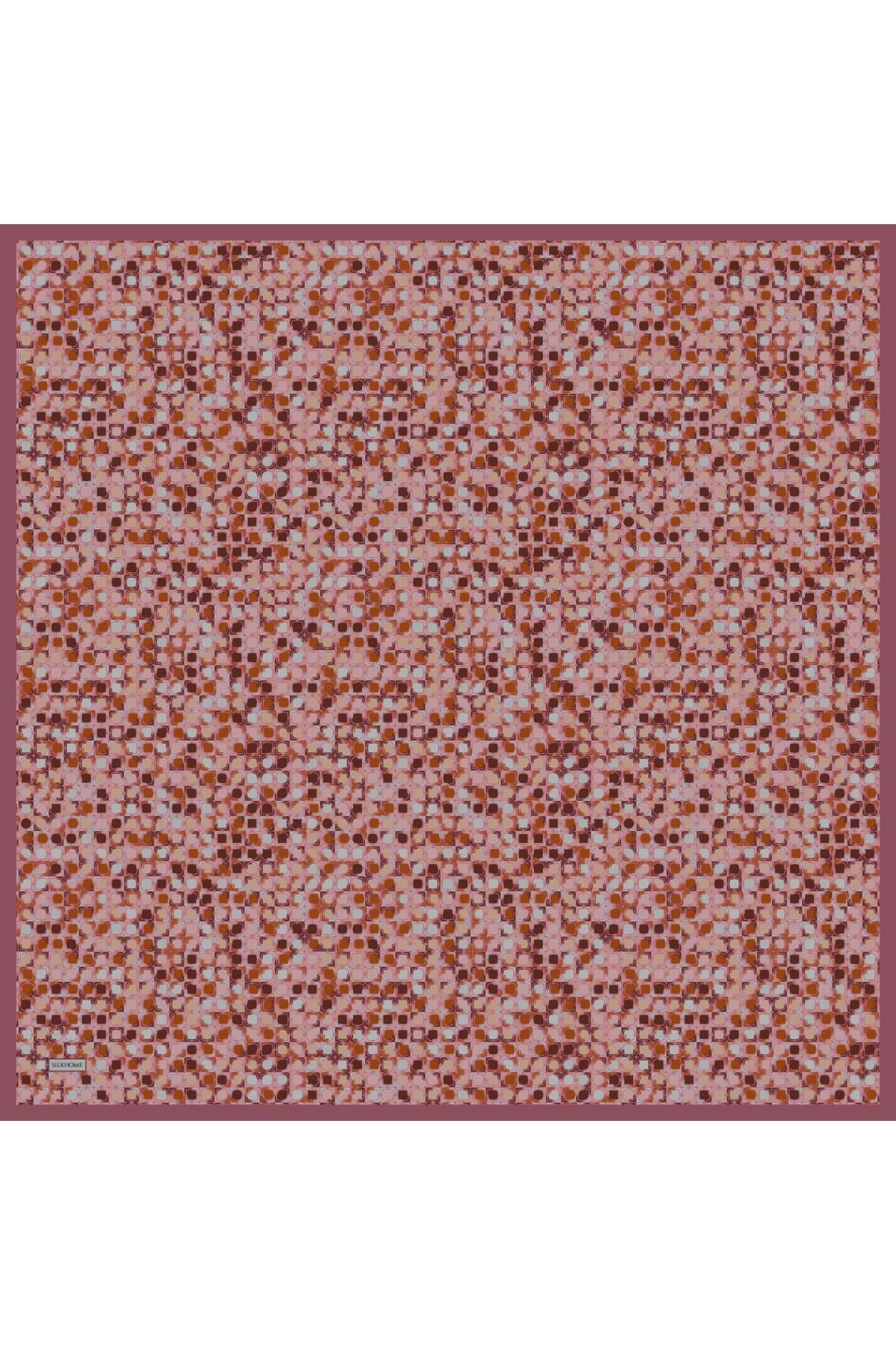 Soft Eşarp Retro Mozaik Fuşya 90x90