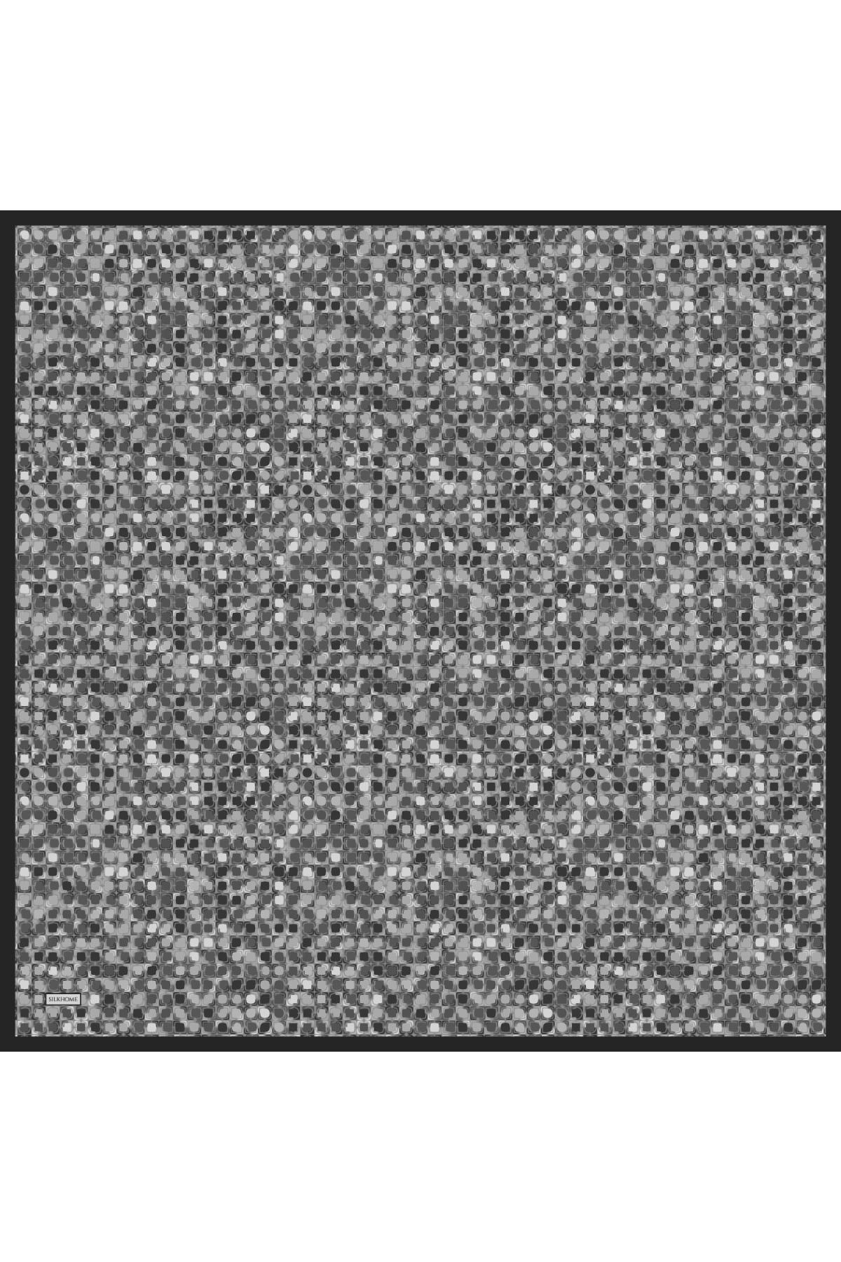 Soft Eşarp Retro Mozaik Gümüş 90x90