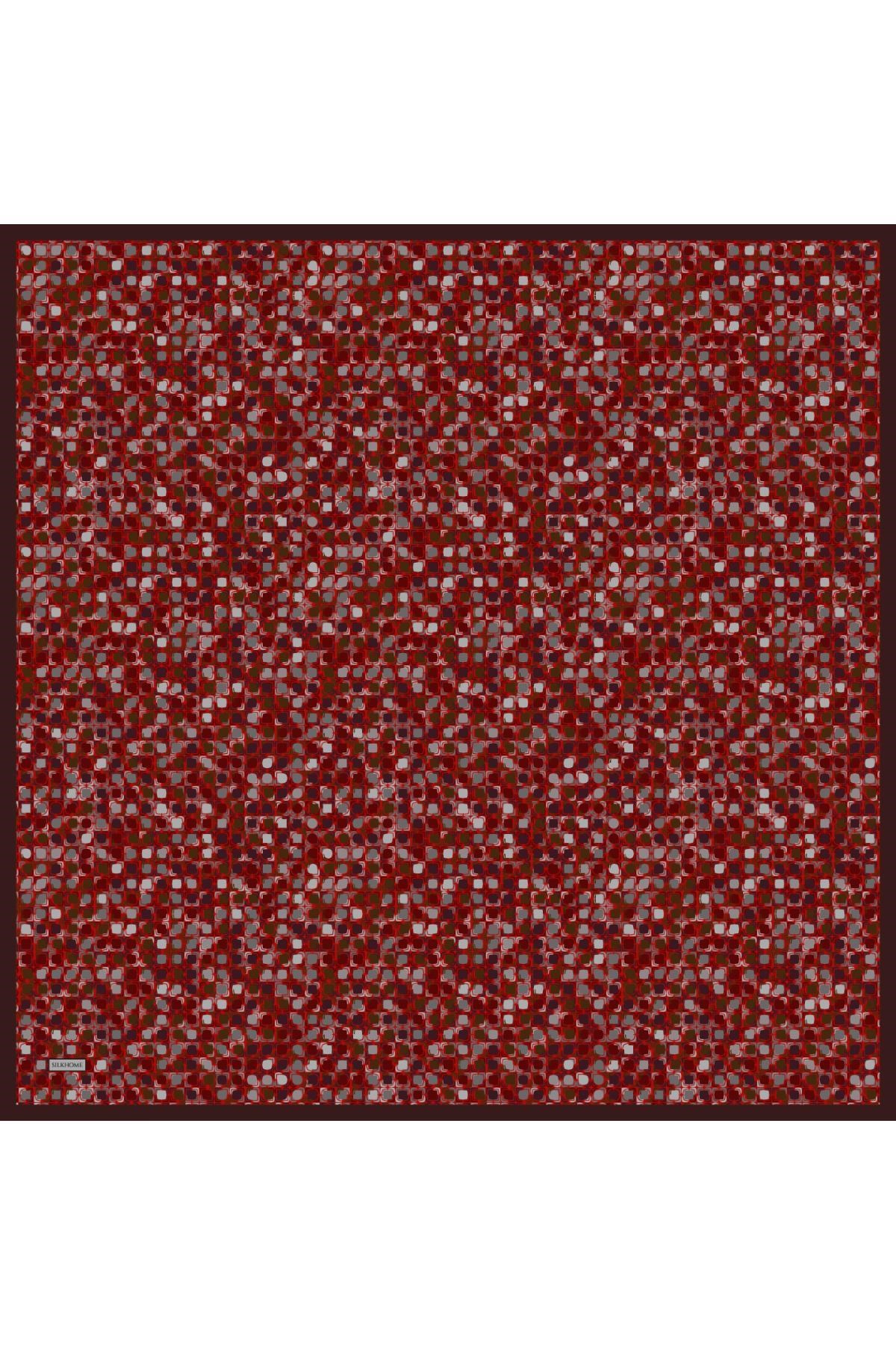 Soft Eşarp Retro Mozaik Kırmızı 90x90