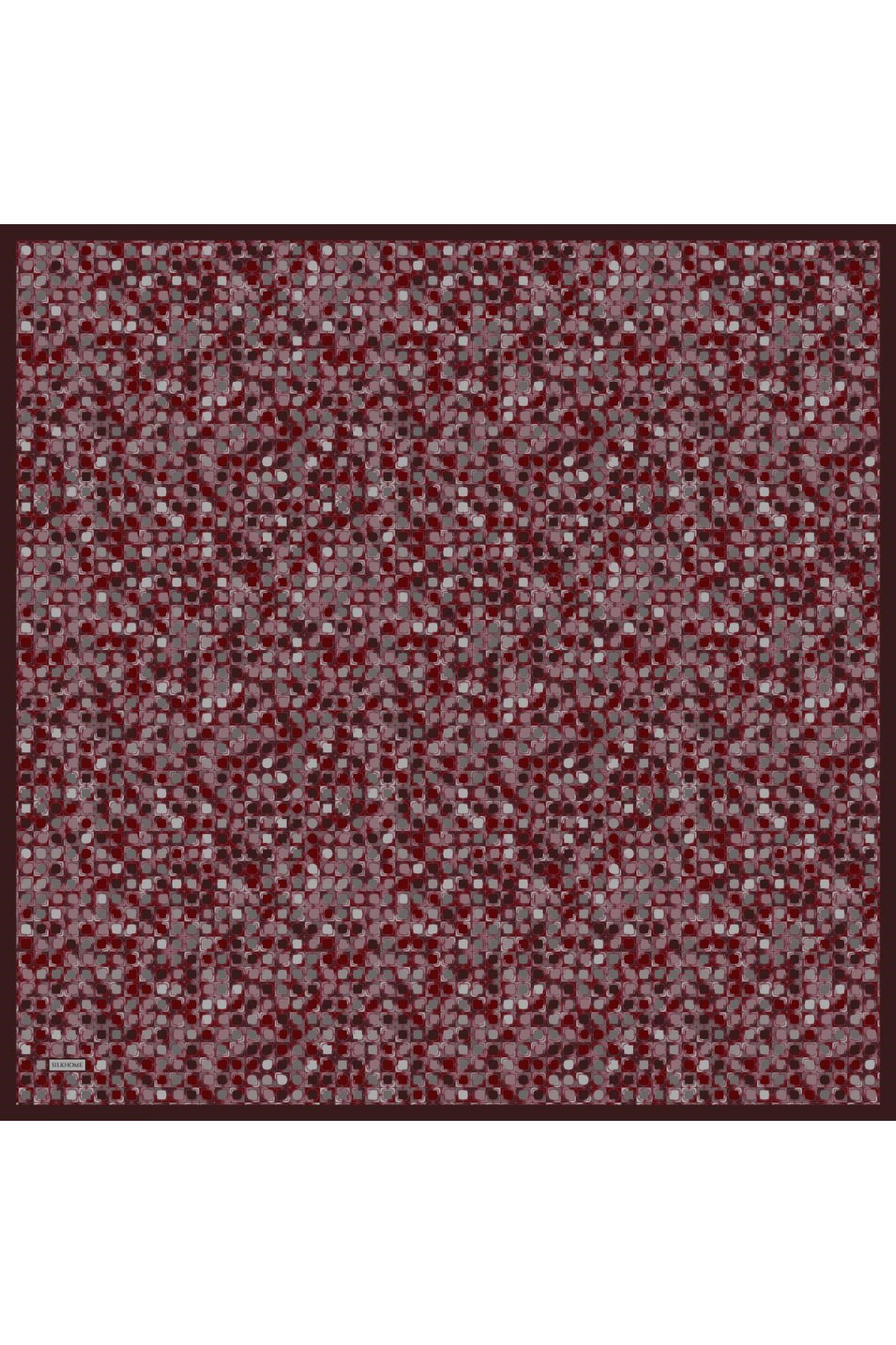 Soft Eşarp Retro Mozaik Koyu Gri 90x90