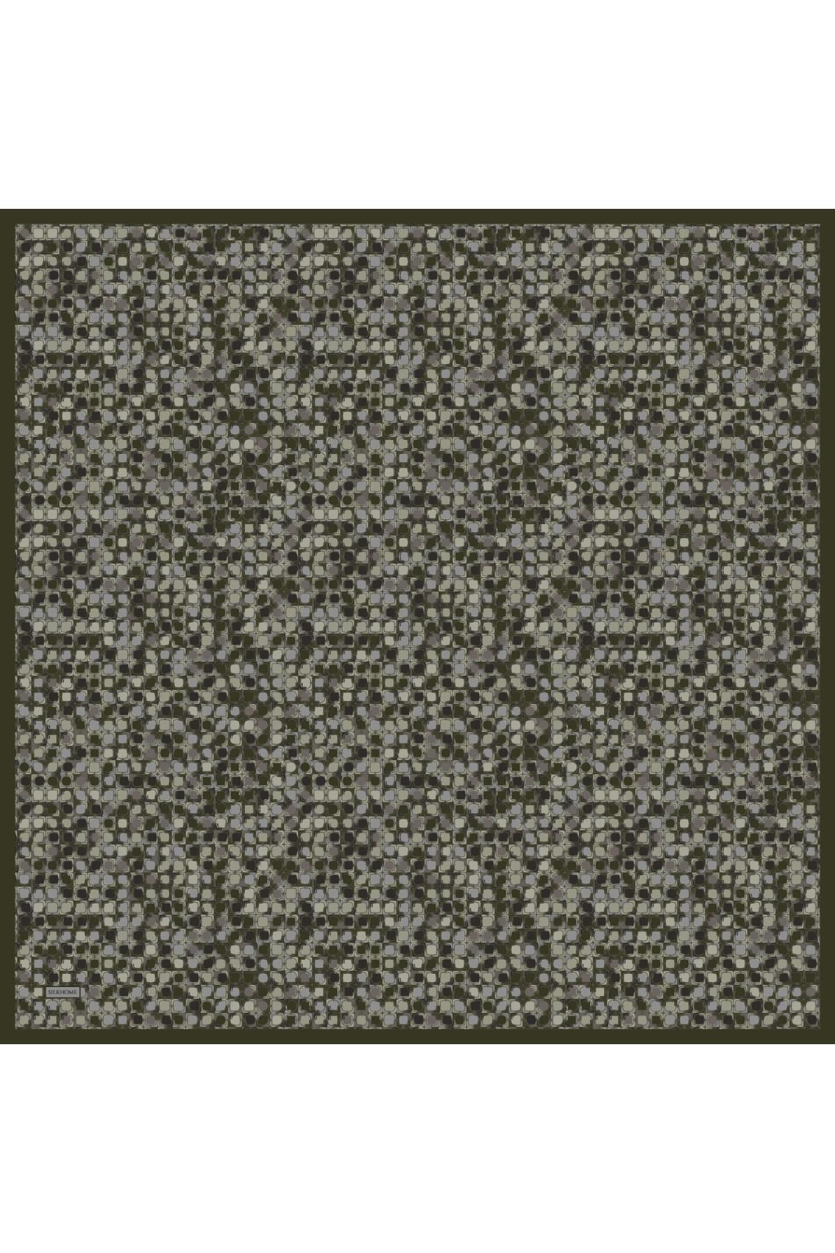 Soft Eşarp Retro Mozaik Koyu Yeşil 90x90