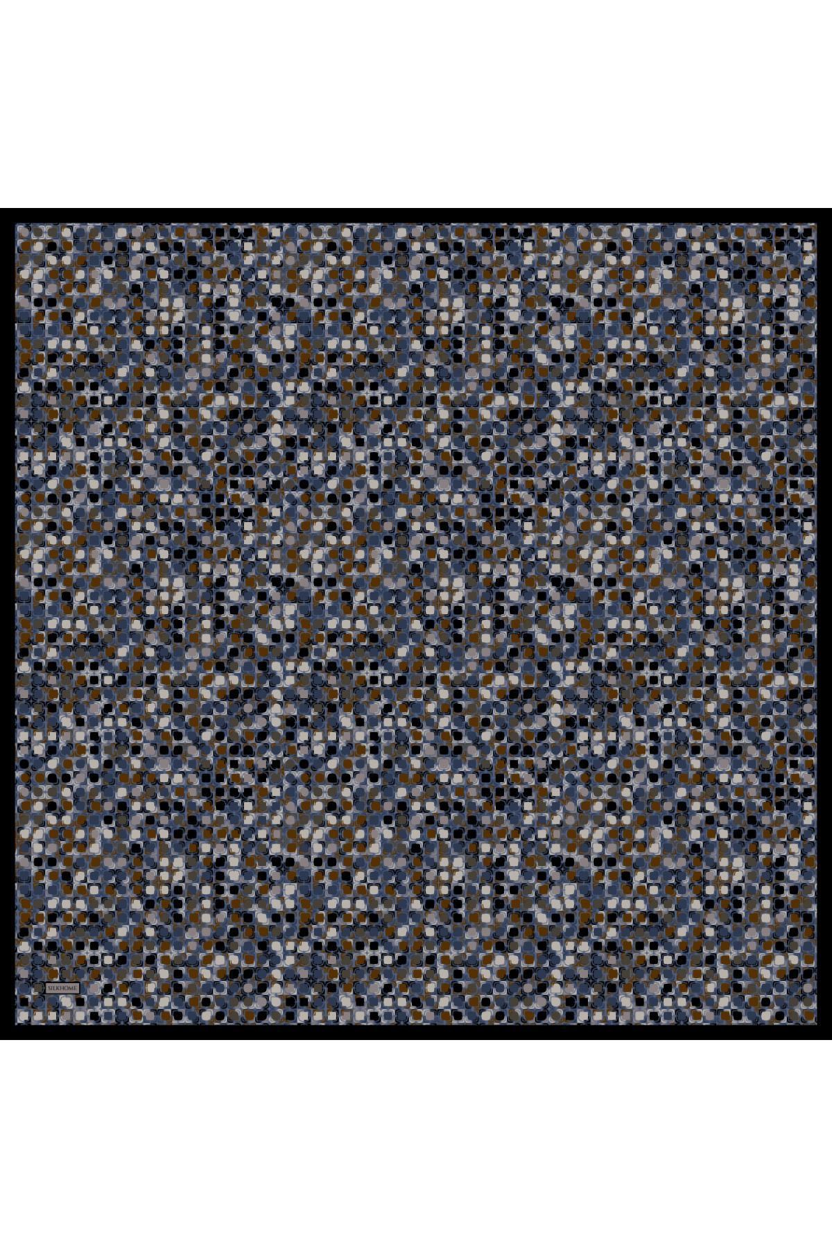 Soft Eşarp Retro Mozaik Mavi 90x90
