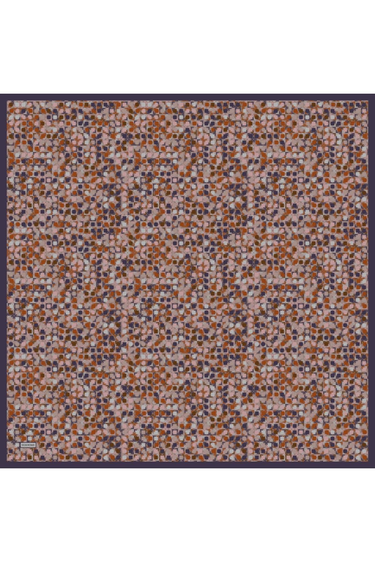 Soft Eşarp Retro Mozaik Turuncu 90x90